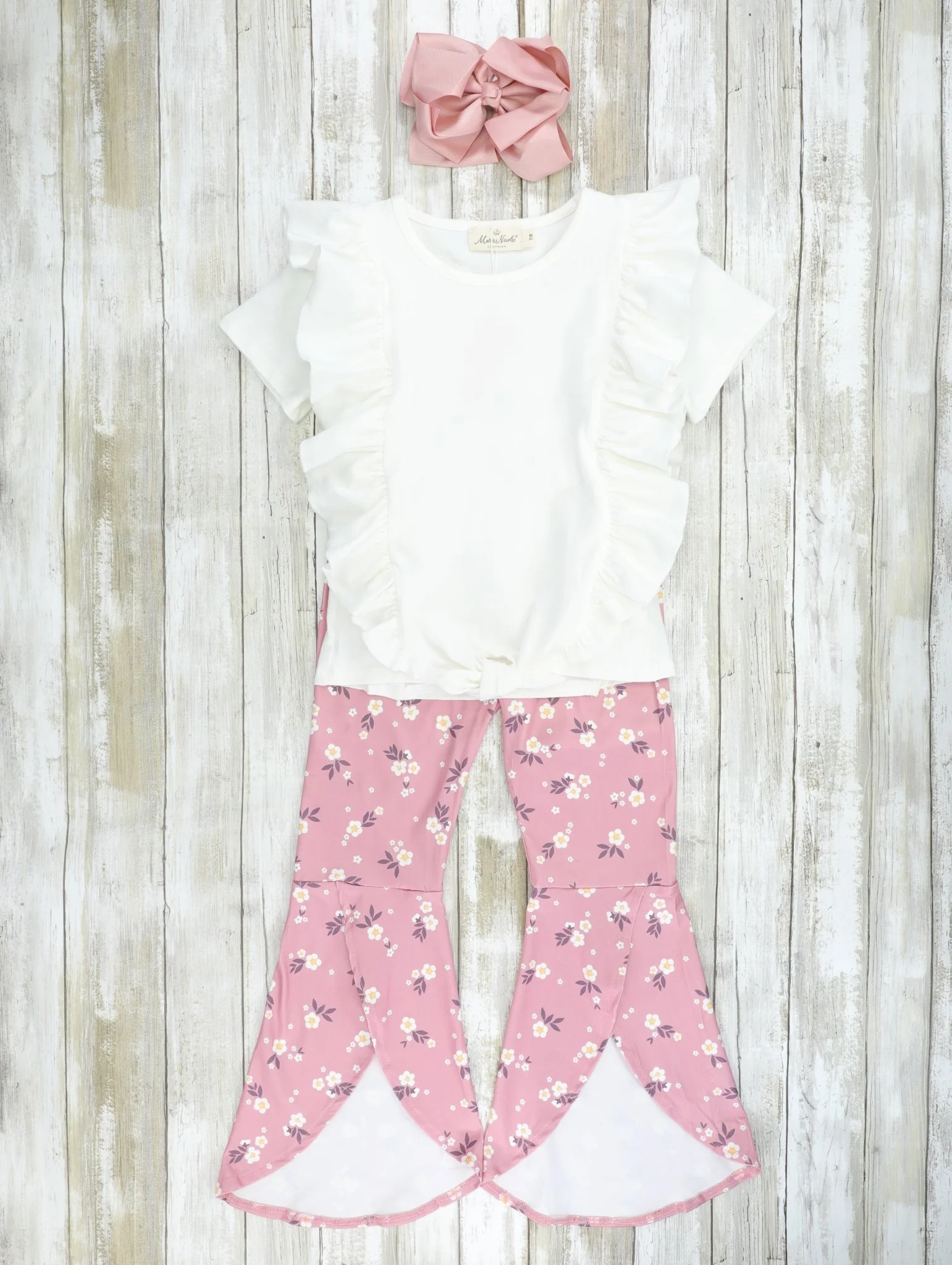 Dark Pink Buttercup Scalloped Bell Bottom Outfit
