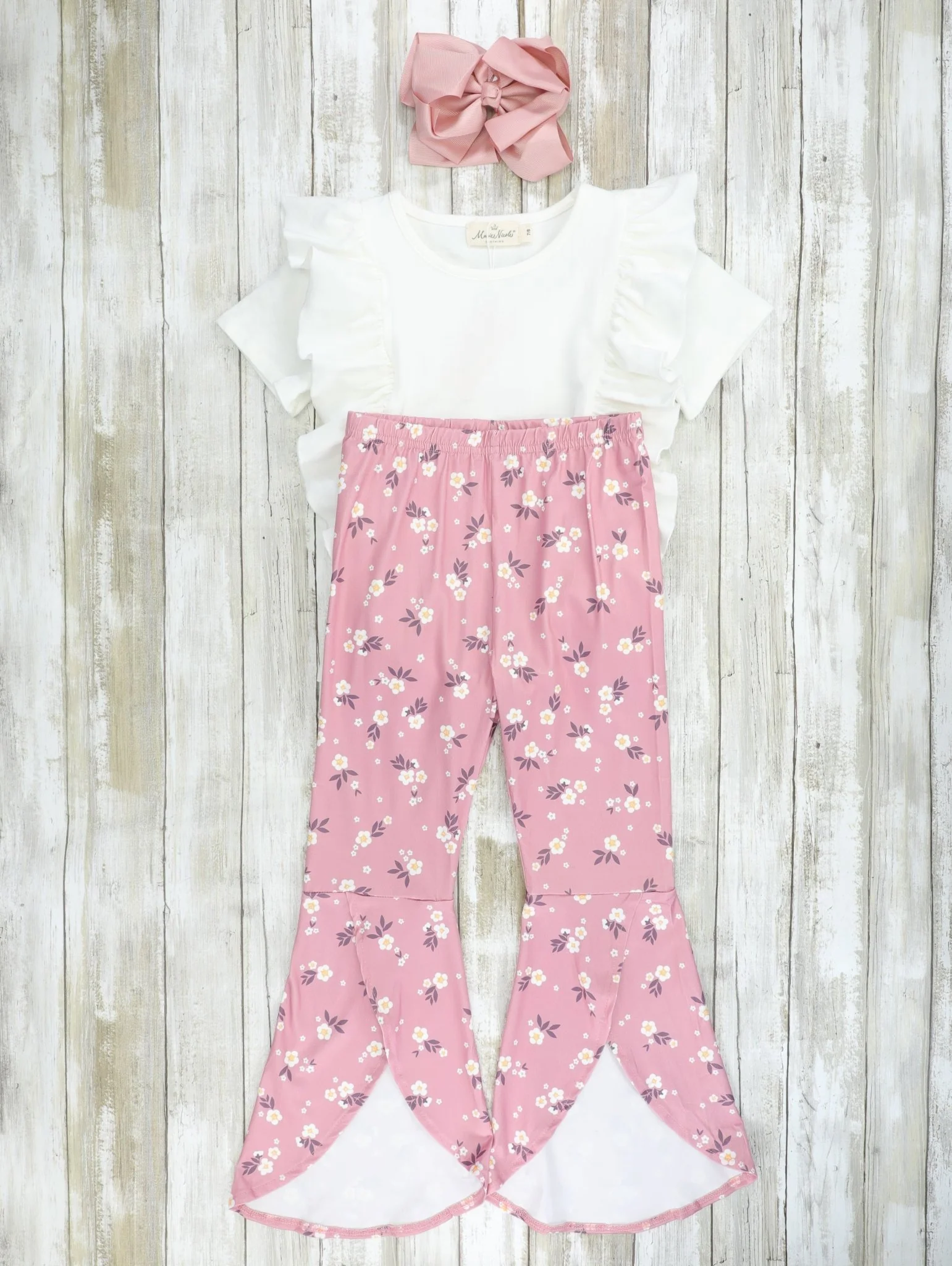 Dark Pink Buttercup Scalloped Bell Bottom Outfit - Image 3