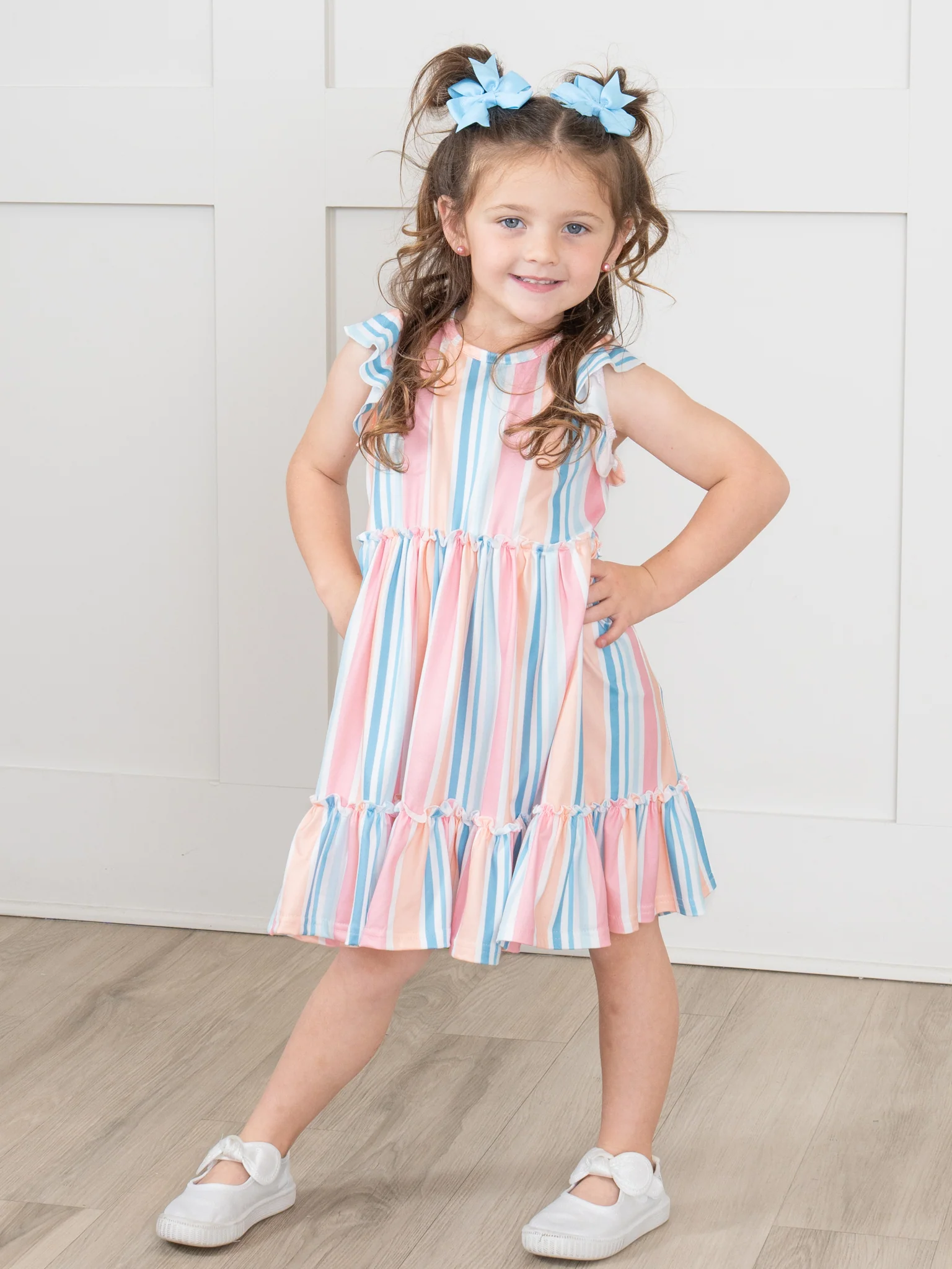 Day Bloom Tiered Stripe Ruffle Dress - Image 4