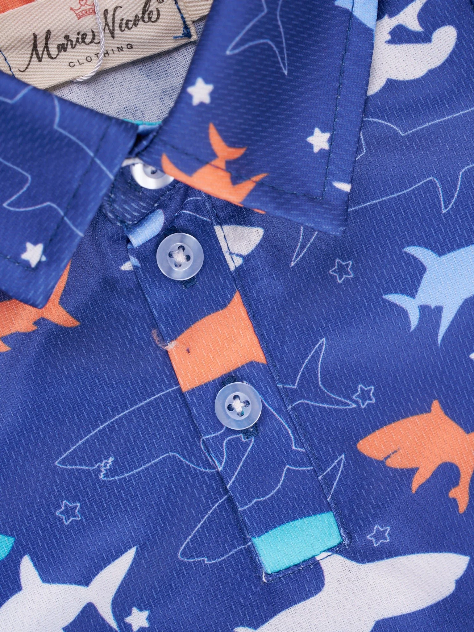 Deep Blue Shark Polo Romper - Image 2