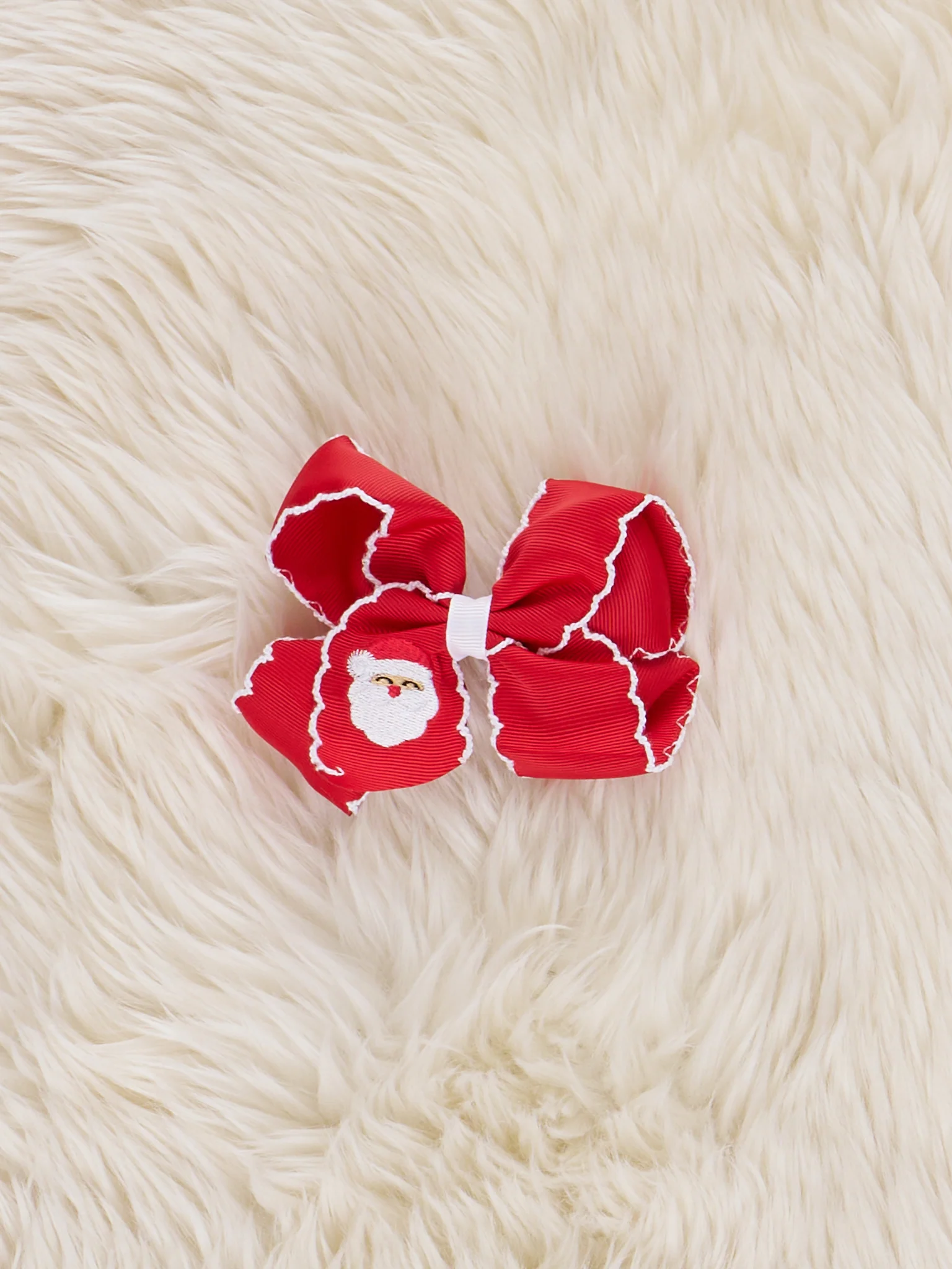 Deep Red Santa Ribbon Bow - Image 2