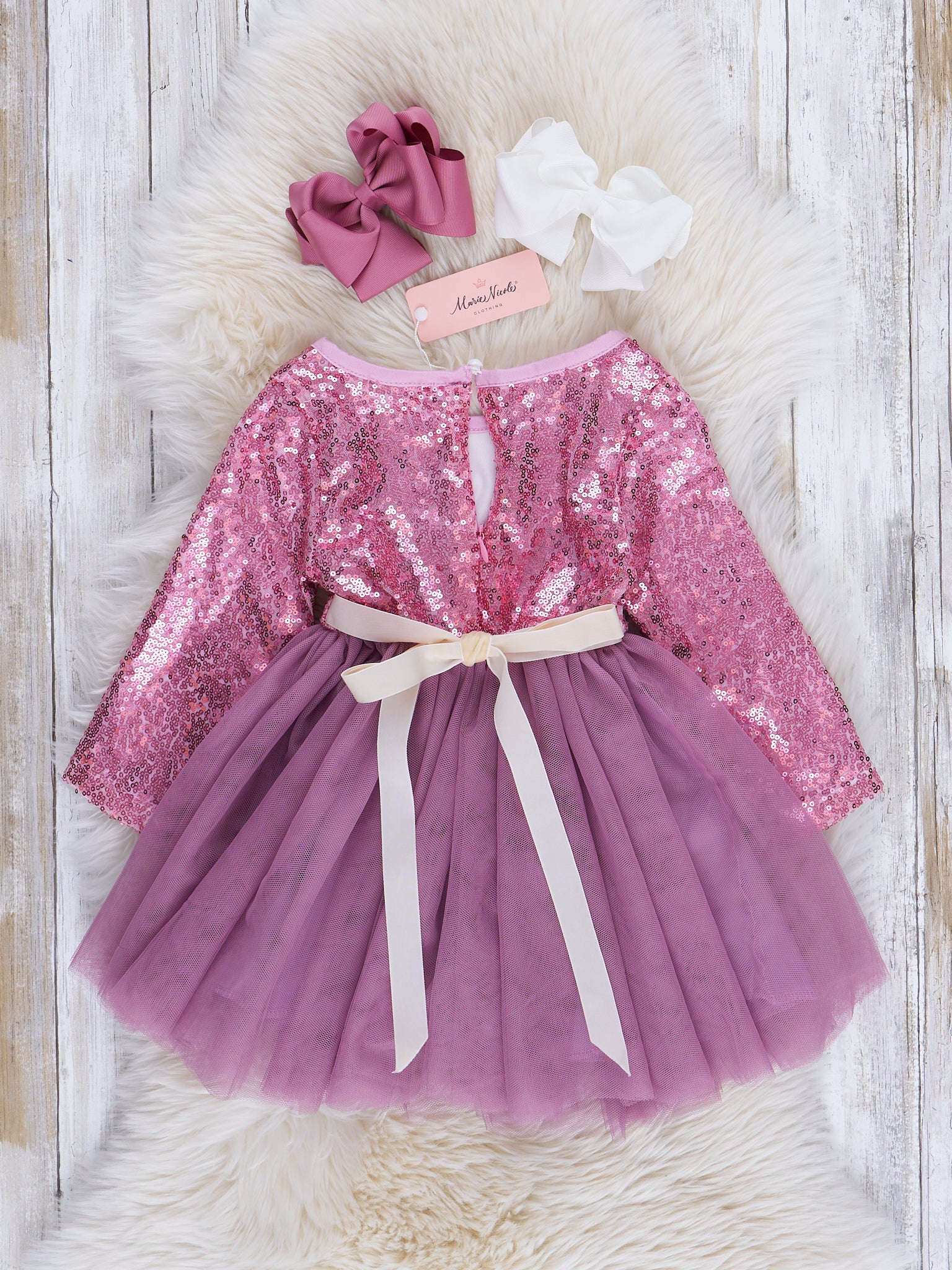 Deep Rose Sparkle Party Tulle Dress - Image 3