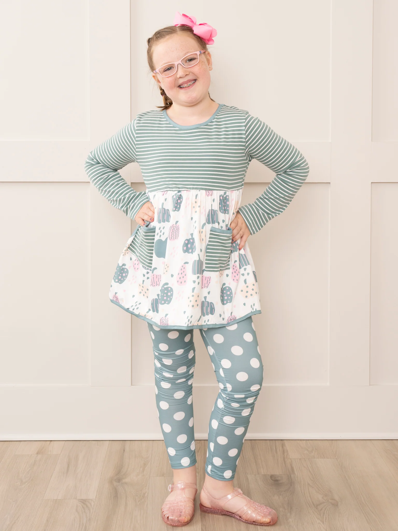 Deep Teal Doodle Pumpkins Outfit - Image 2