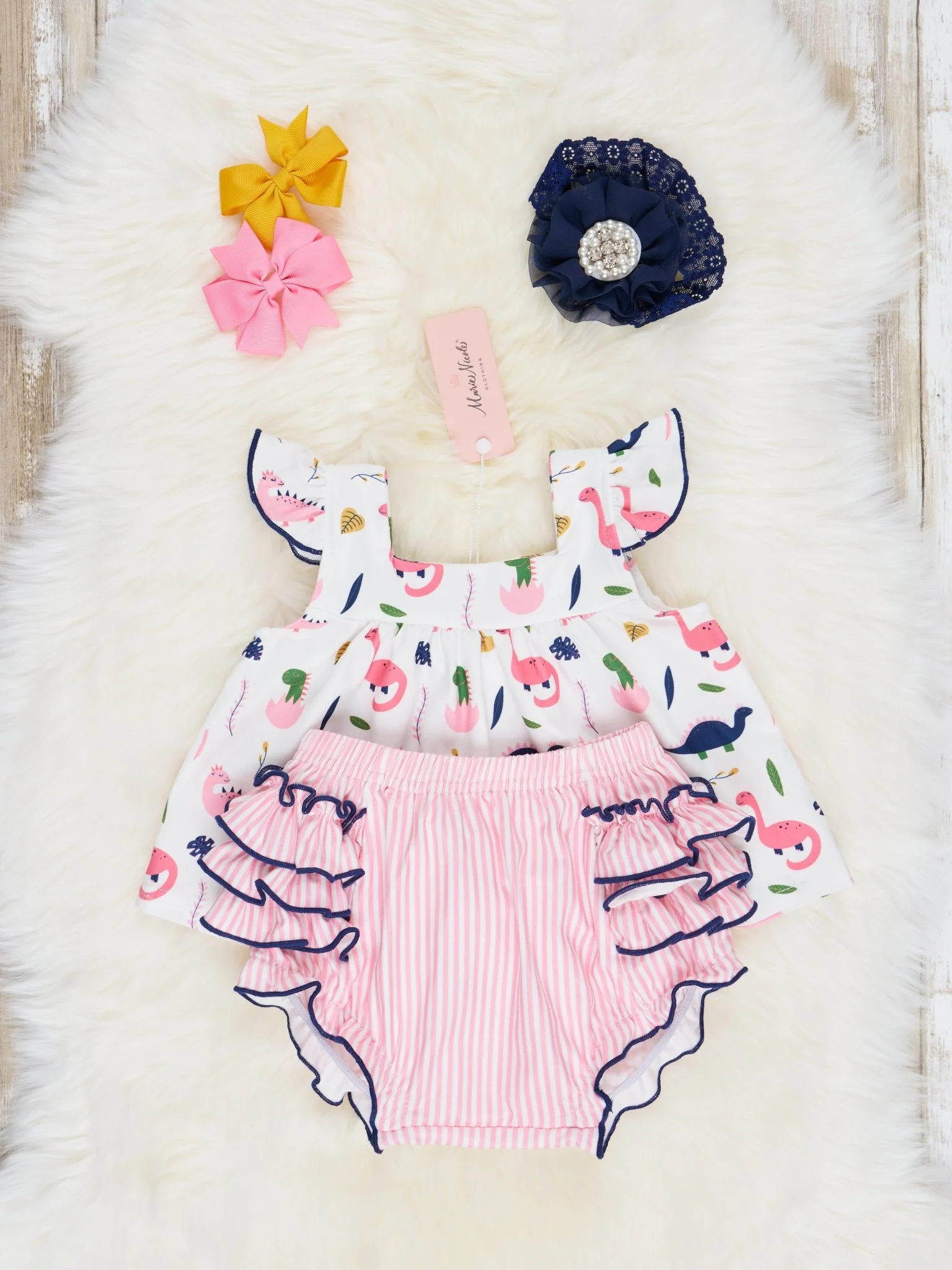 Dino Ruffle Top & Bloomers Outfit - Image 2