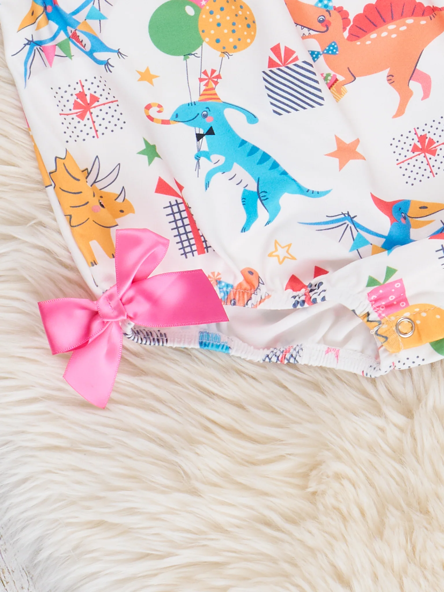Dinosaur Birthday Party Ruffle Bubble Romper - Image 2