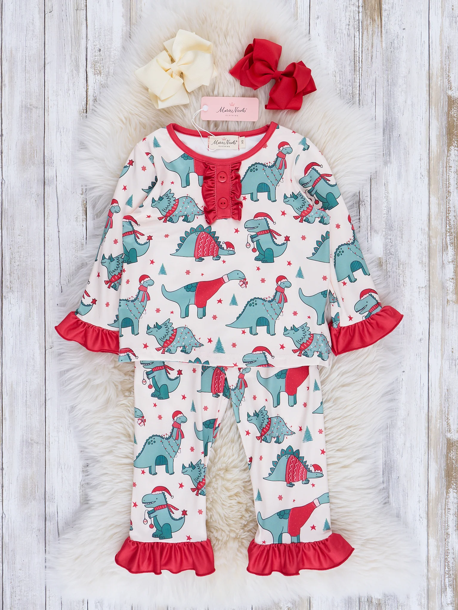 Dinosaur Dreams Christmas Pajamas - Girls & Boys - Image 4