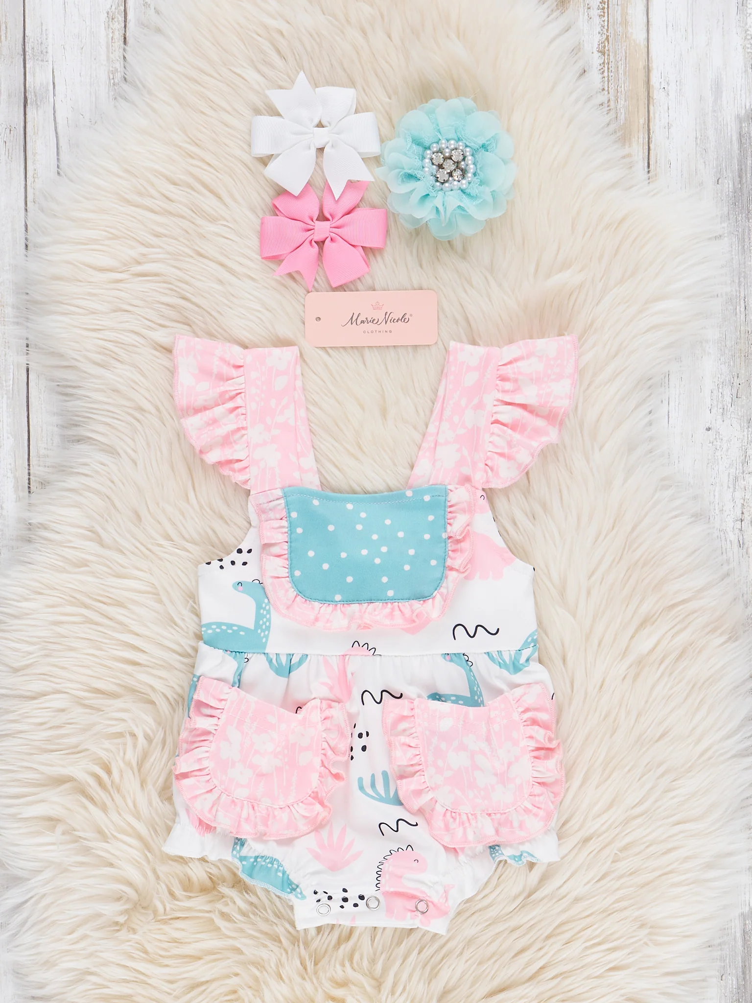 Dinosaurs & Dots Ruffle Bubble Romper