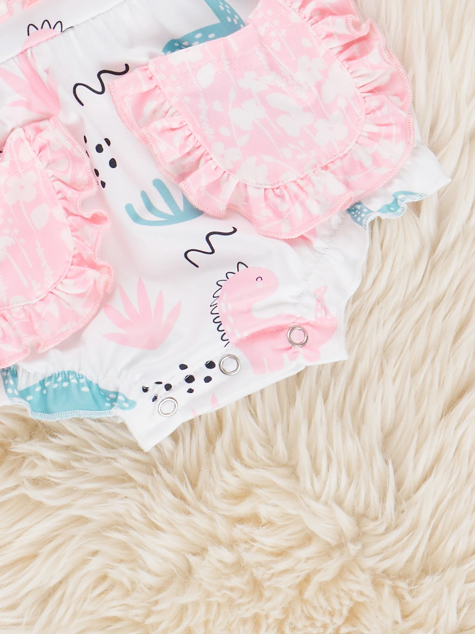 Dinosaurs & Dots Ruffle Bubble Romper - Image 2