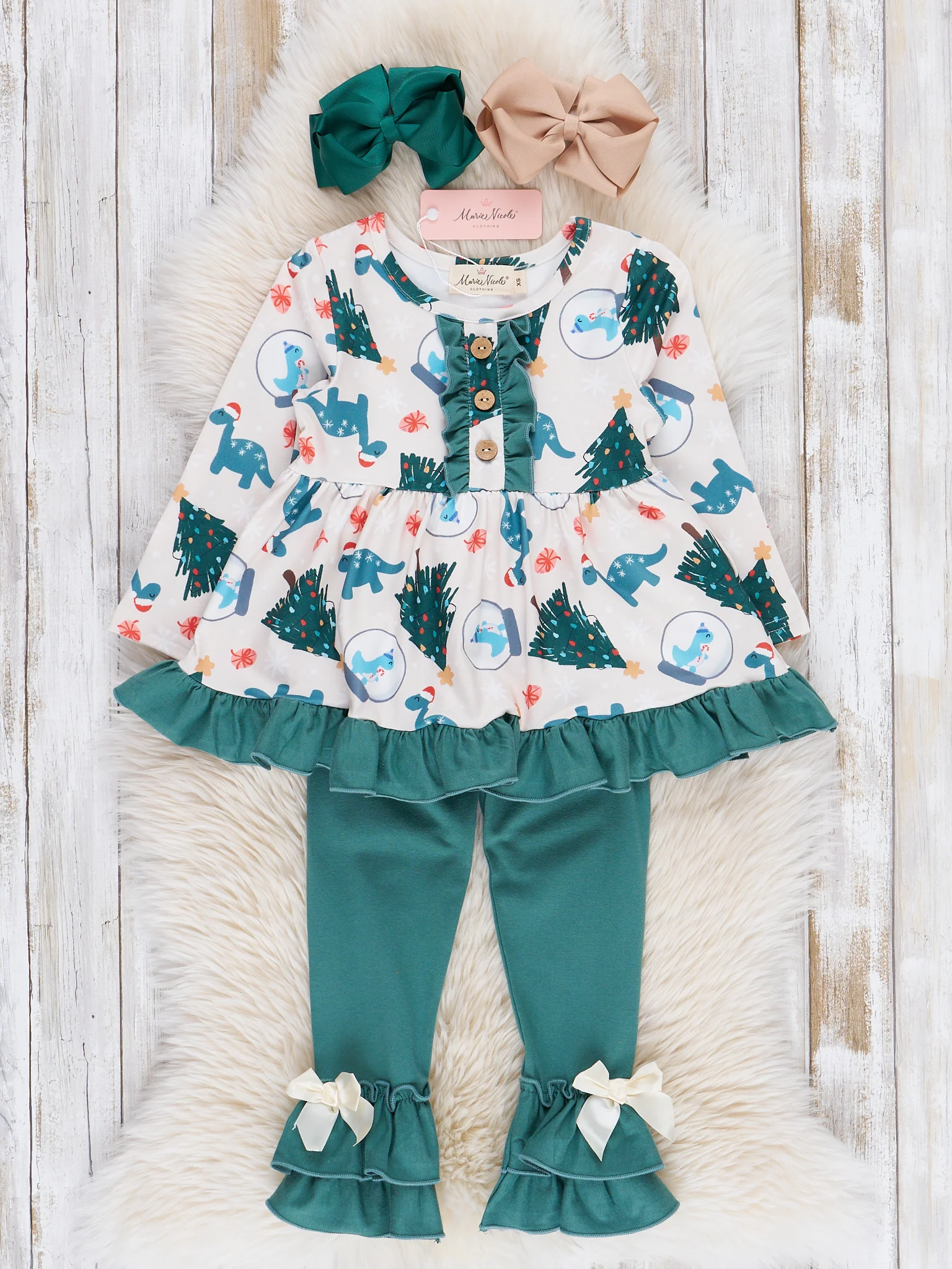 Dinosaurs & Evergreens Ruffle Outfit