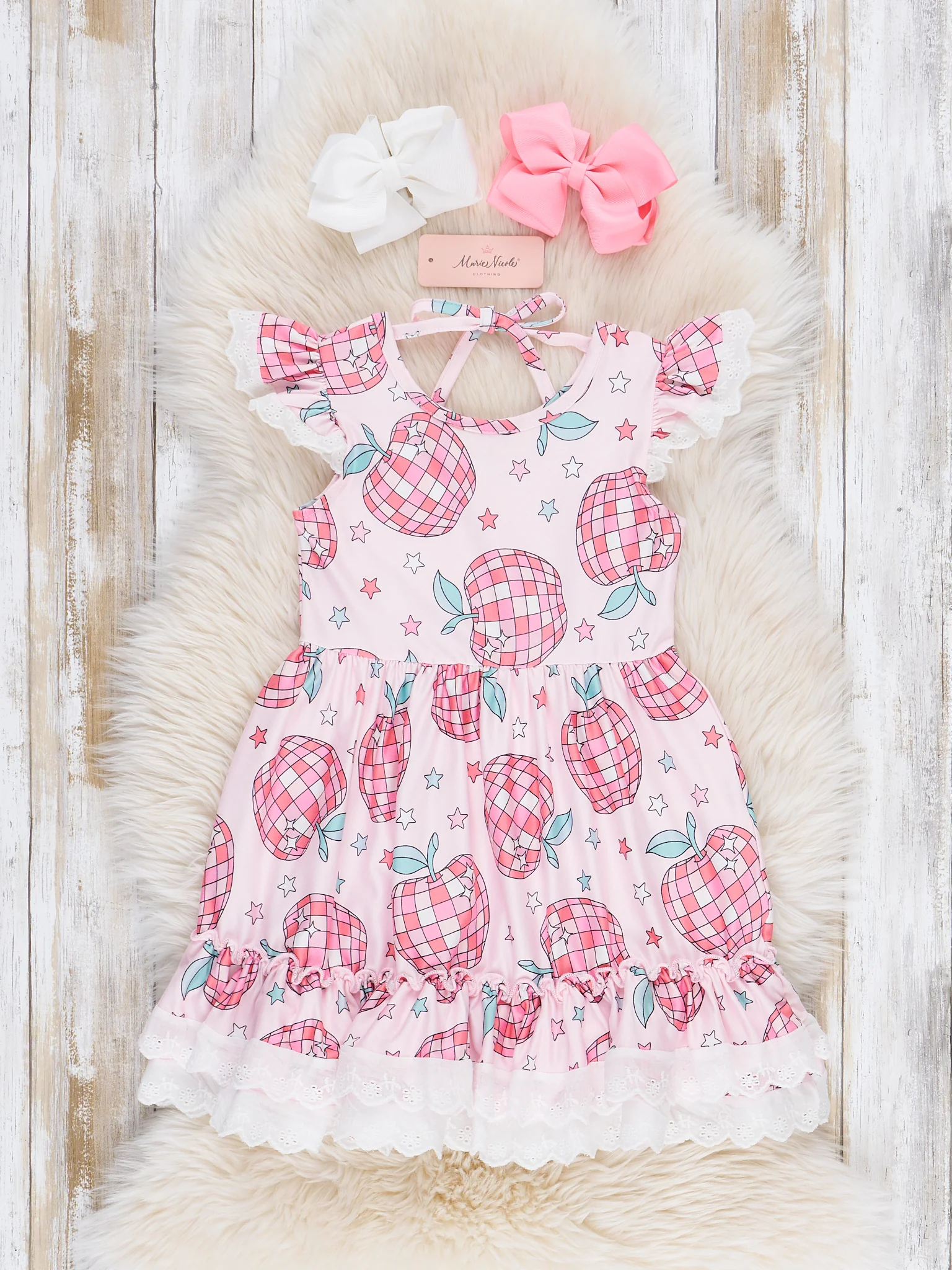 Disco Apples Lace Hem Dress - Image 2