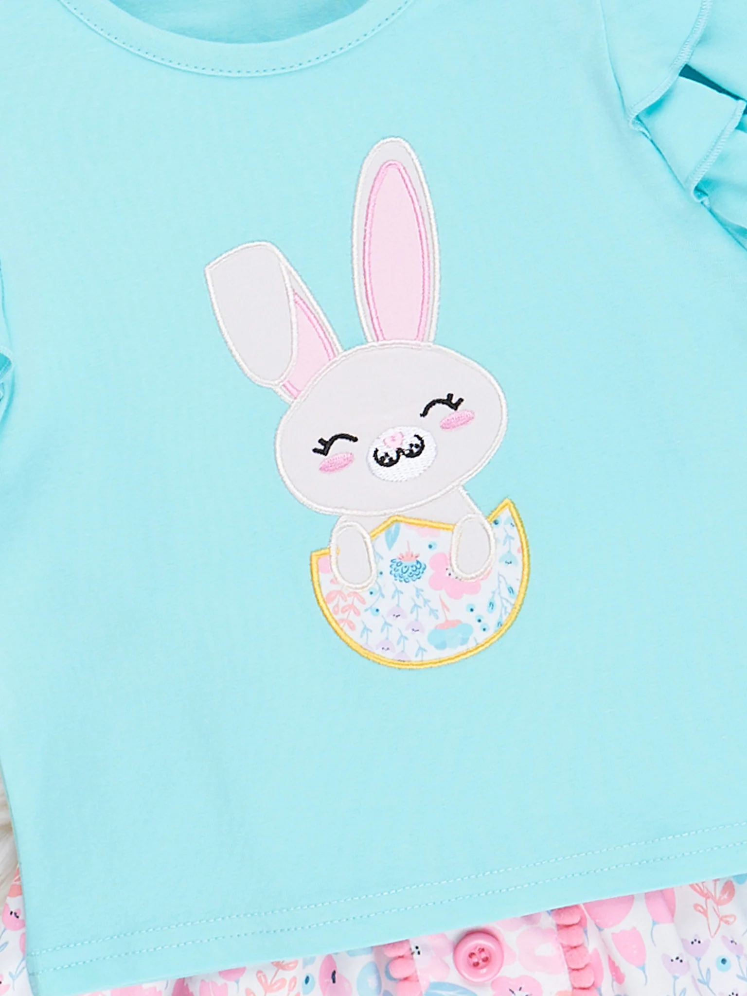 Ditsy Florals Bunny Embroidered Outfit w/ Skirt - Image 2
