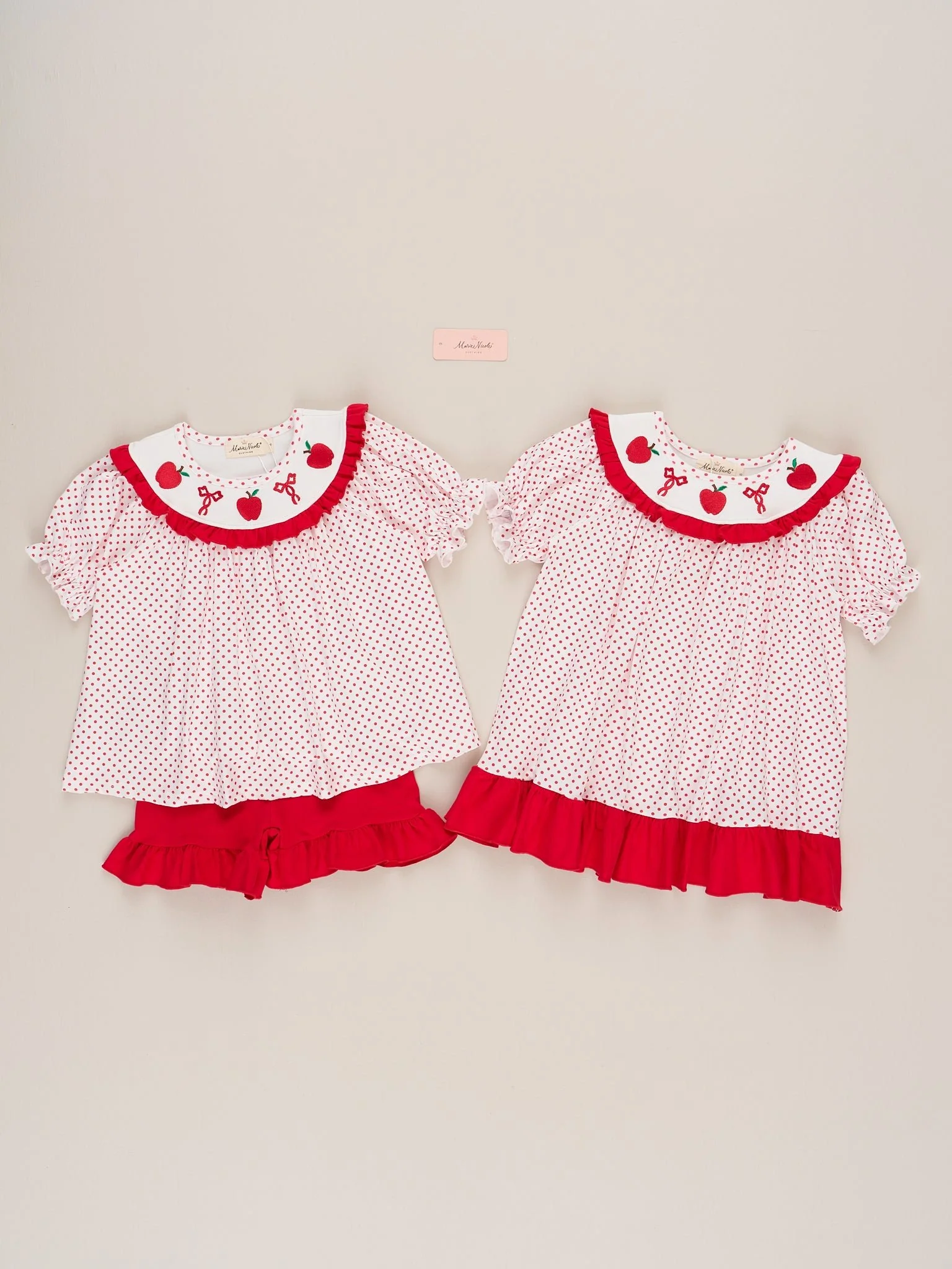 Dots Smocked Apples Bows Ruffle Dress - Image 4