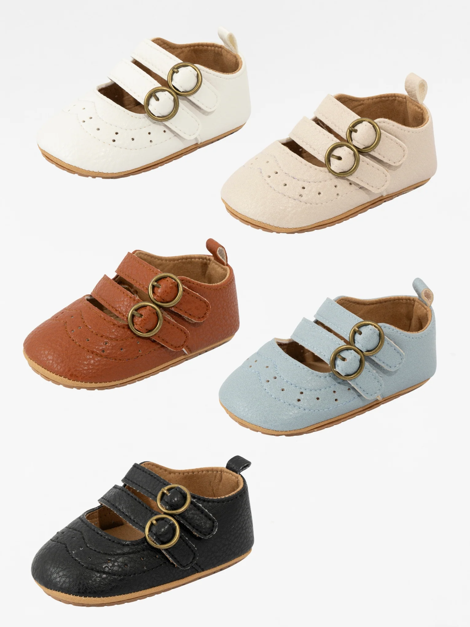 Double Buckle Mary Jane Baby Shoe Neutral - Image 2