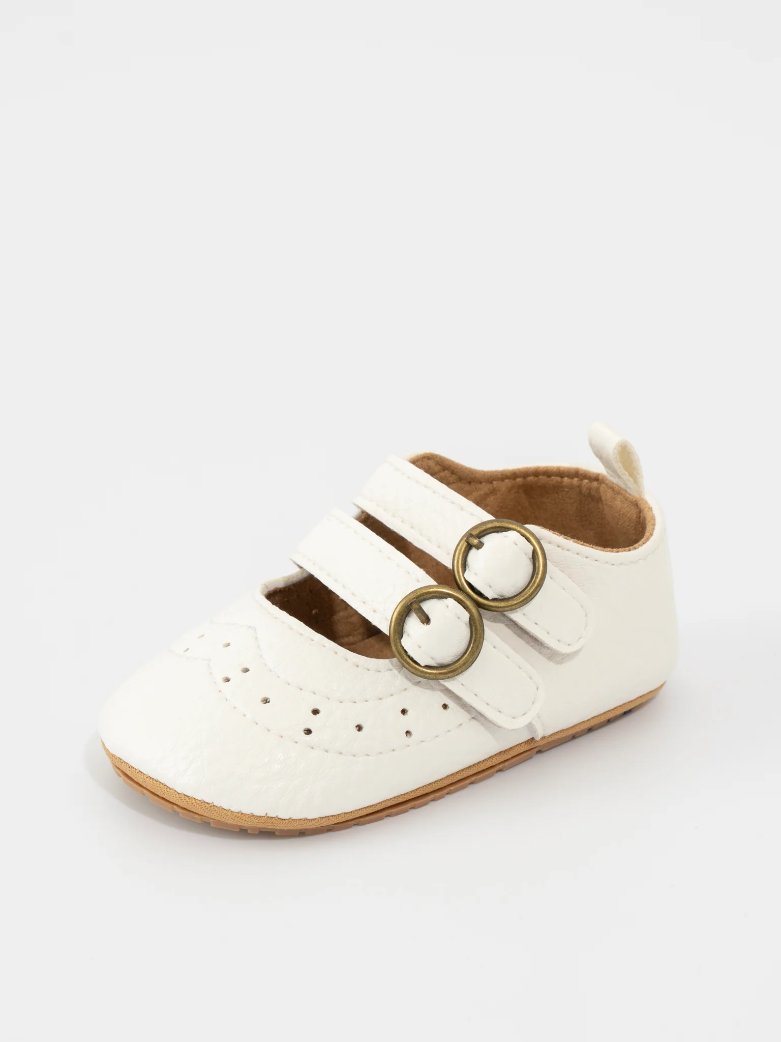 Double Buckle Mary Jane Baby Shoe White - Image 4