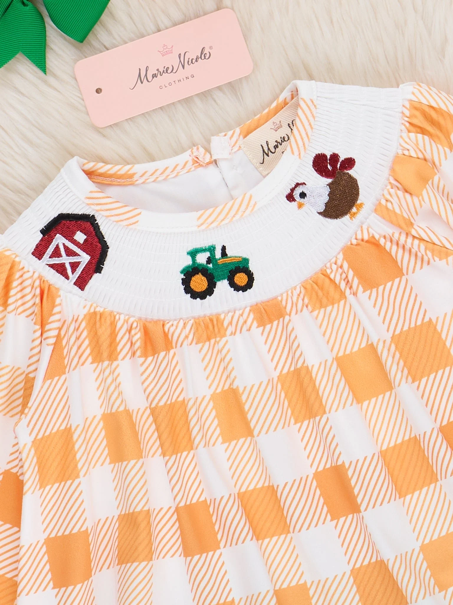 Down on the Farm Smocked Gingham Bloomers Outfit - Image 3
