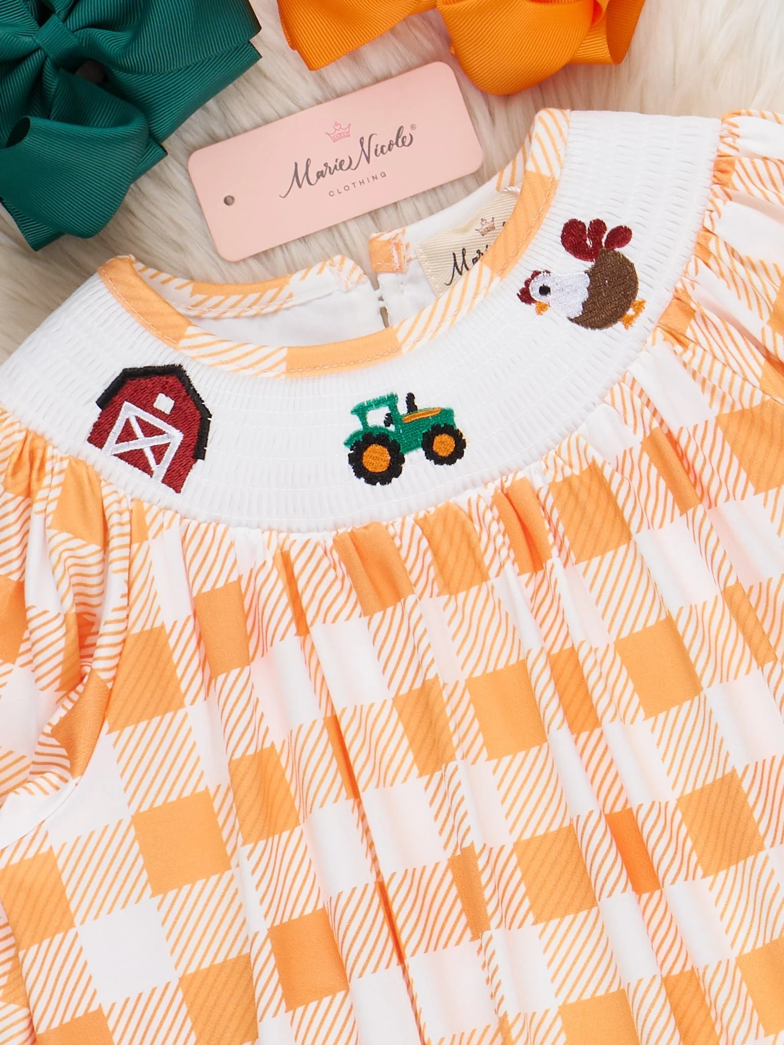 Down on the Farm Smocked Gingham Outfit - Image 3
