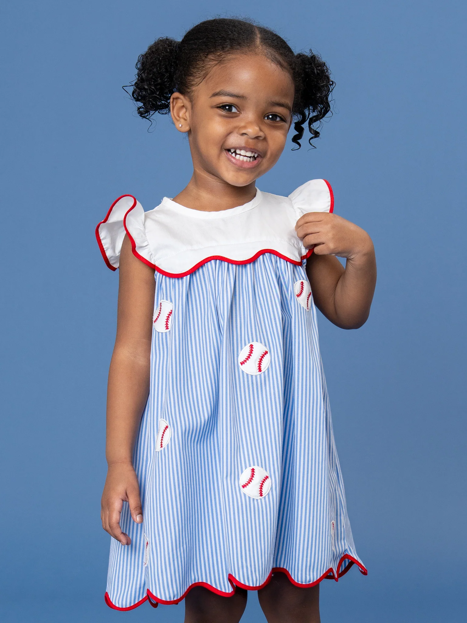 Dugout Ball Striped Embroidered 100% Cotton Dress