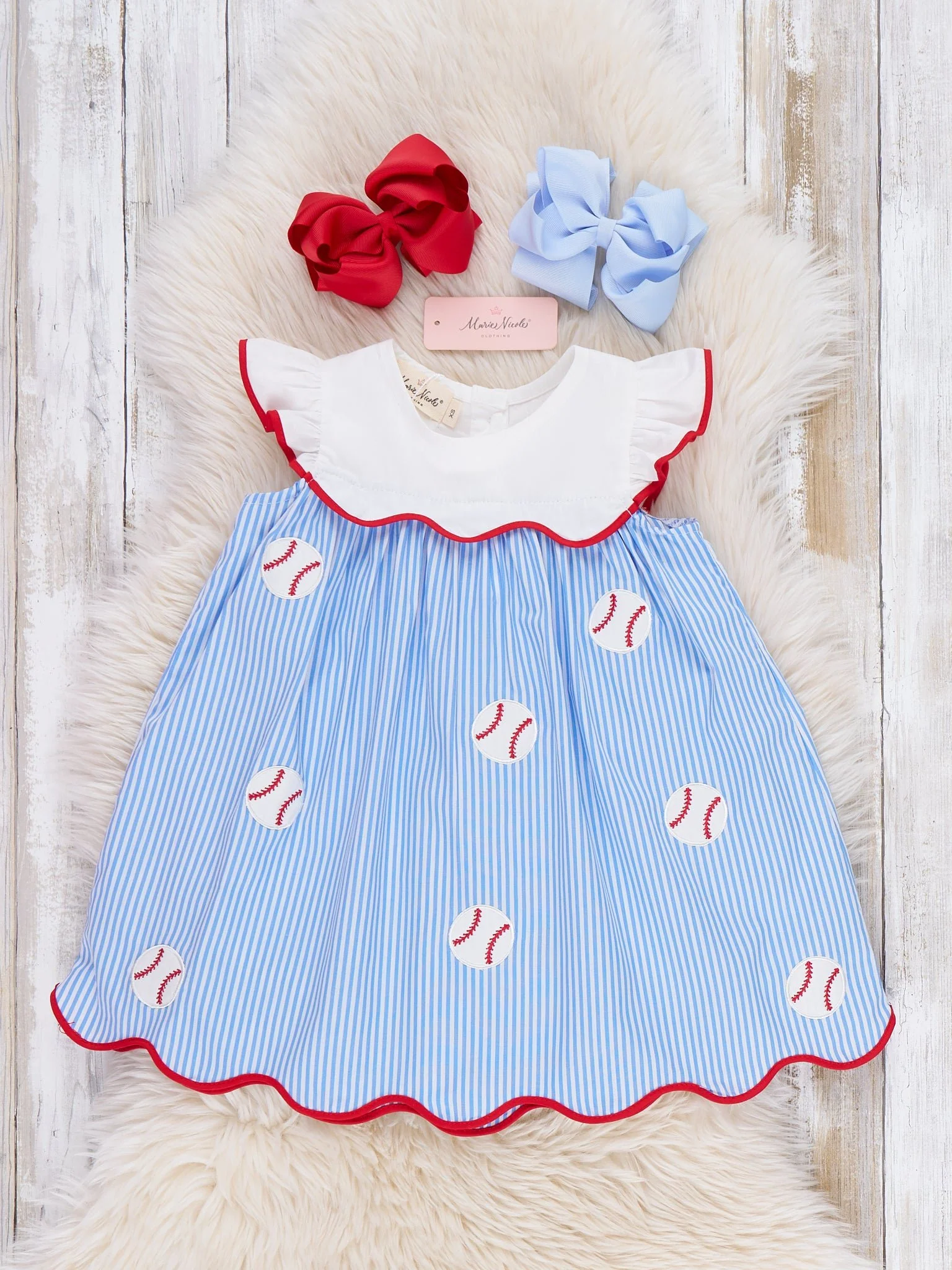 Dugout Ball Striped Embroidered 100% Cotton Dress - Image 2