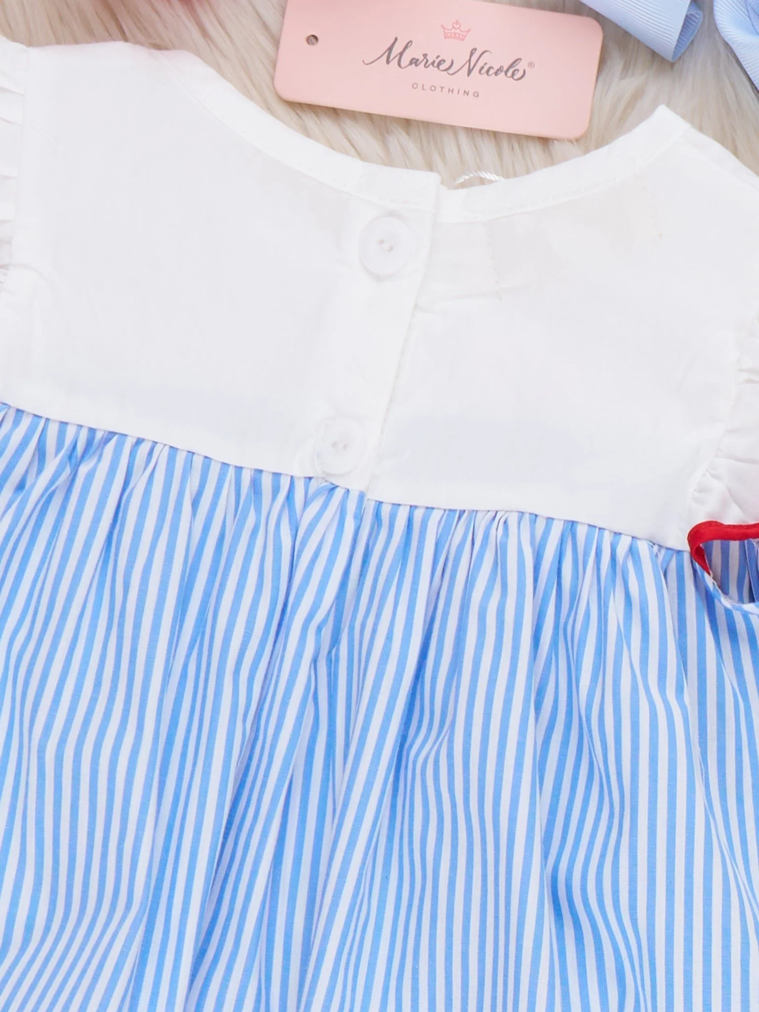 Dugout Ball Striped Embroidered 100% Cotton Dress - Image 4