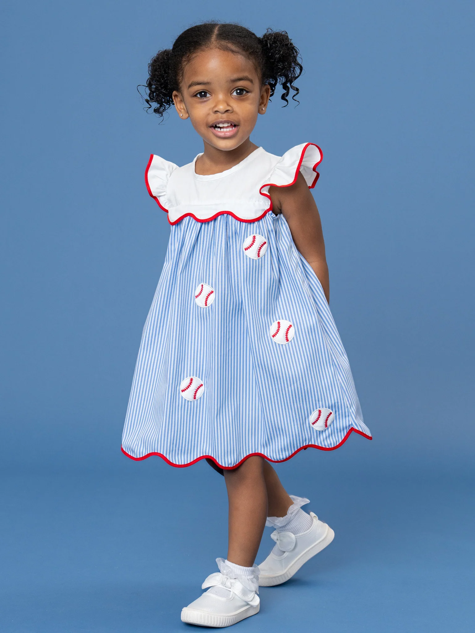 Dugout Ball Striped Embroidered 100% Cotton Dress - Image 5
