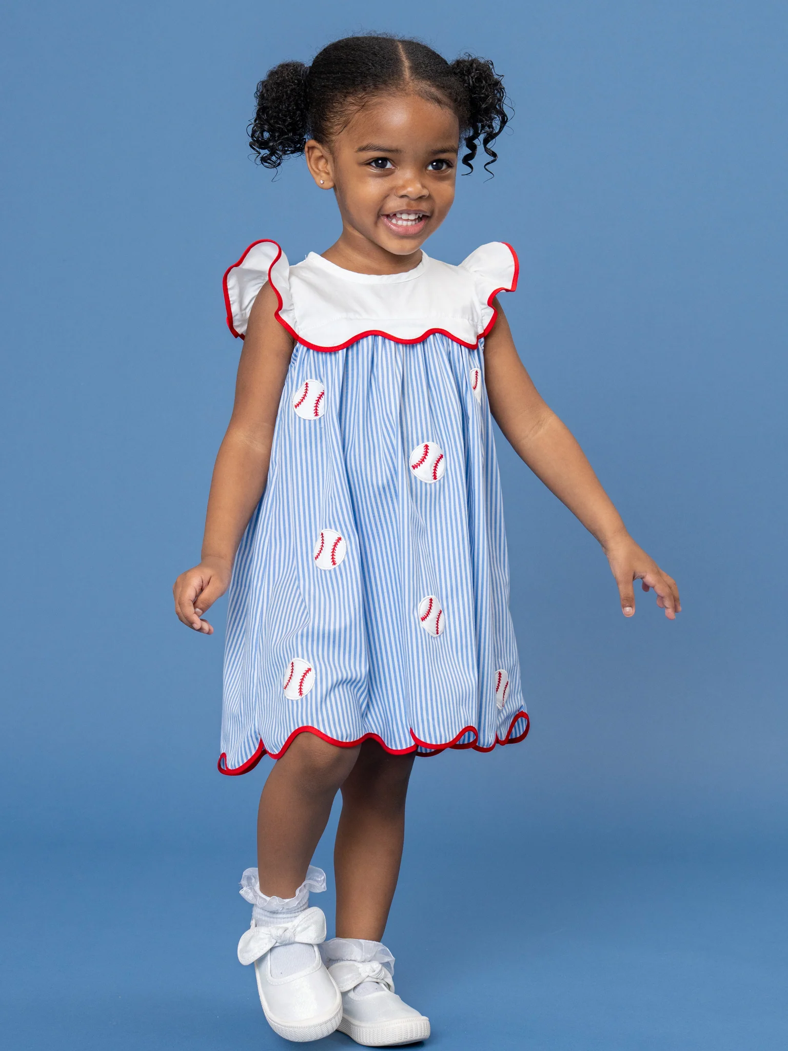Dugout Ball Striped Embroidered 100% Cotton Dress - Image 6