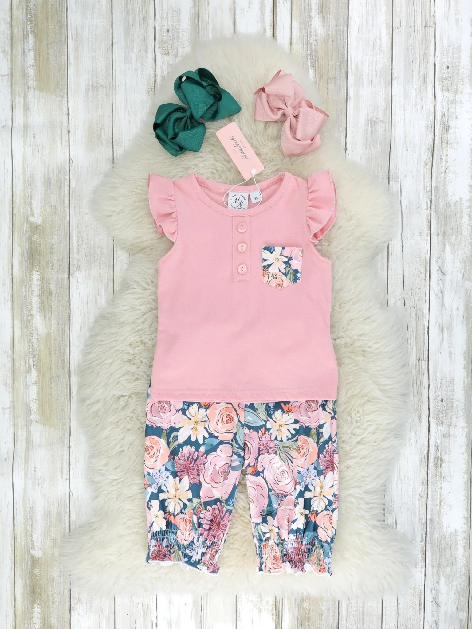 Dusty Rose Watercolor Ruffle Outfit