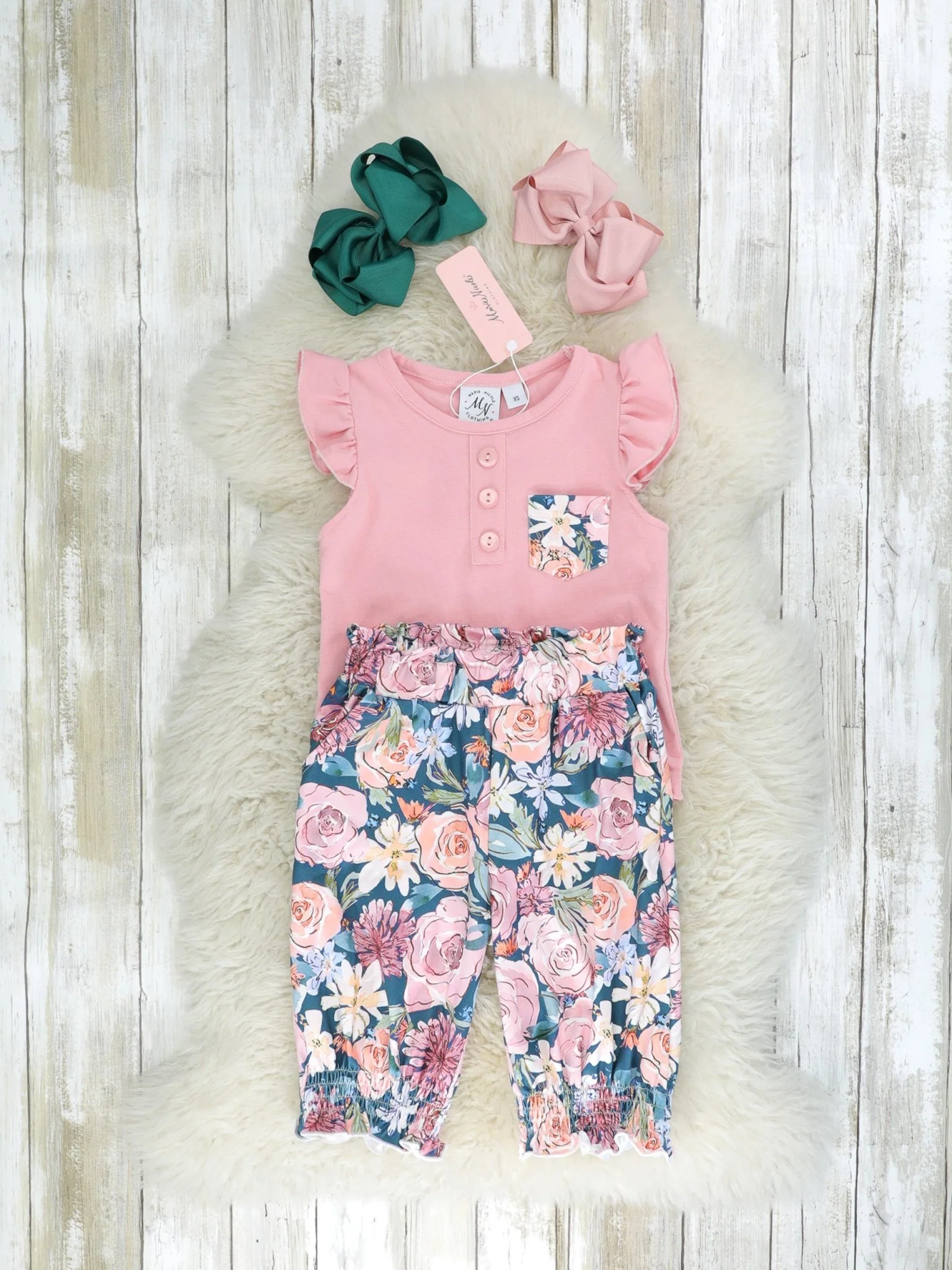Dusty Rose Watercolor Ruffle Outfit - Image 2