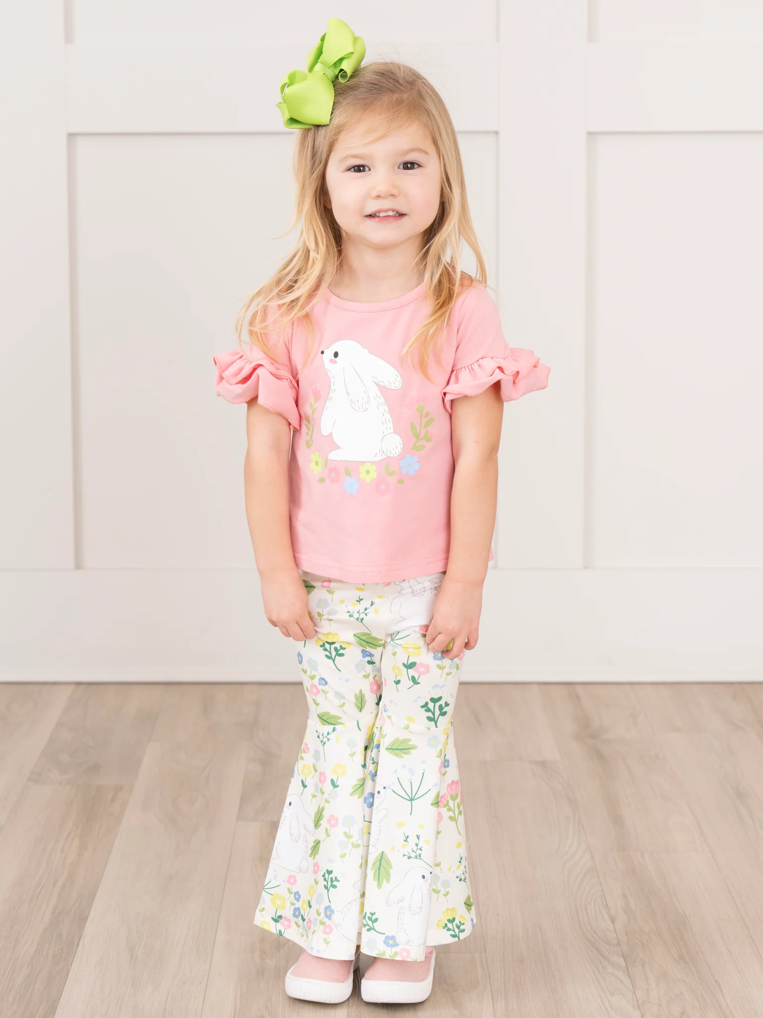 Easter Bunny Flower Field Bell Bottom Outfit