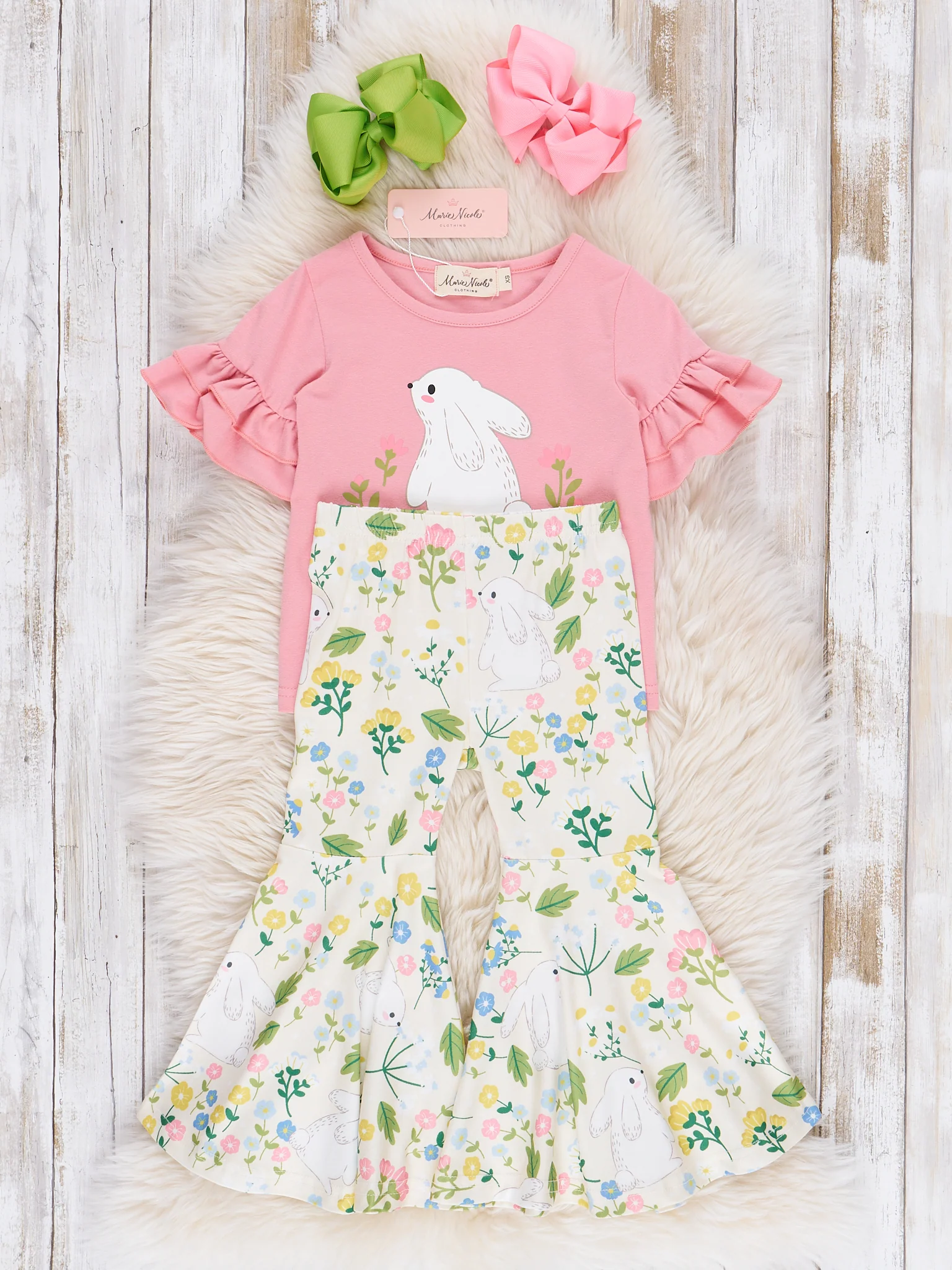 Easter Bunny Flower Field Bell Bottom Outfit - Image 4
