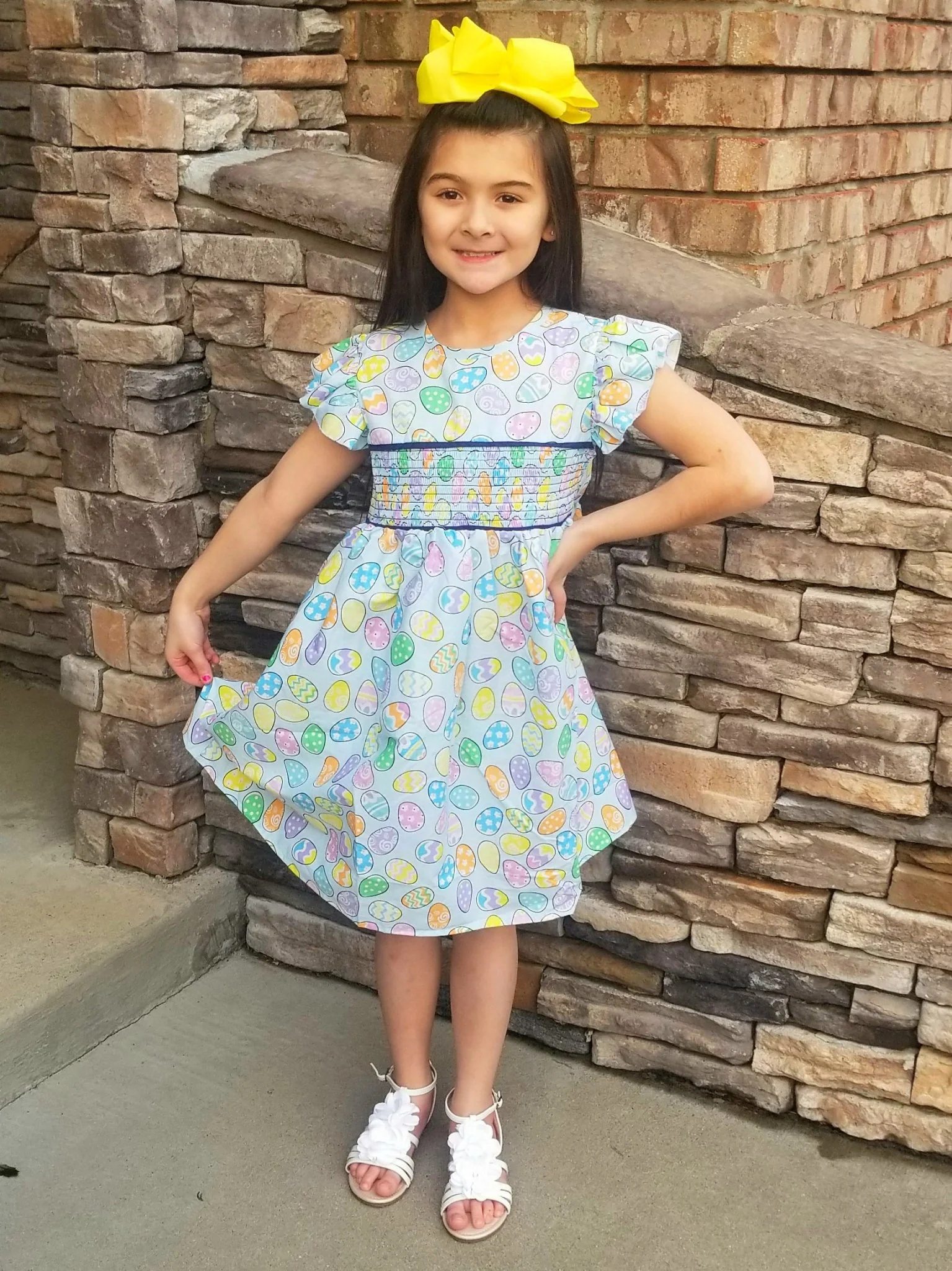 Easter Egg Smocked Ruffle Dress - Image 3