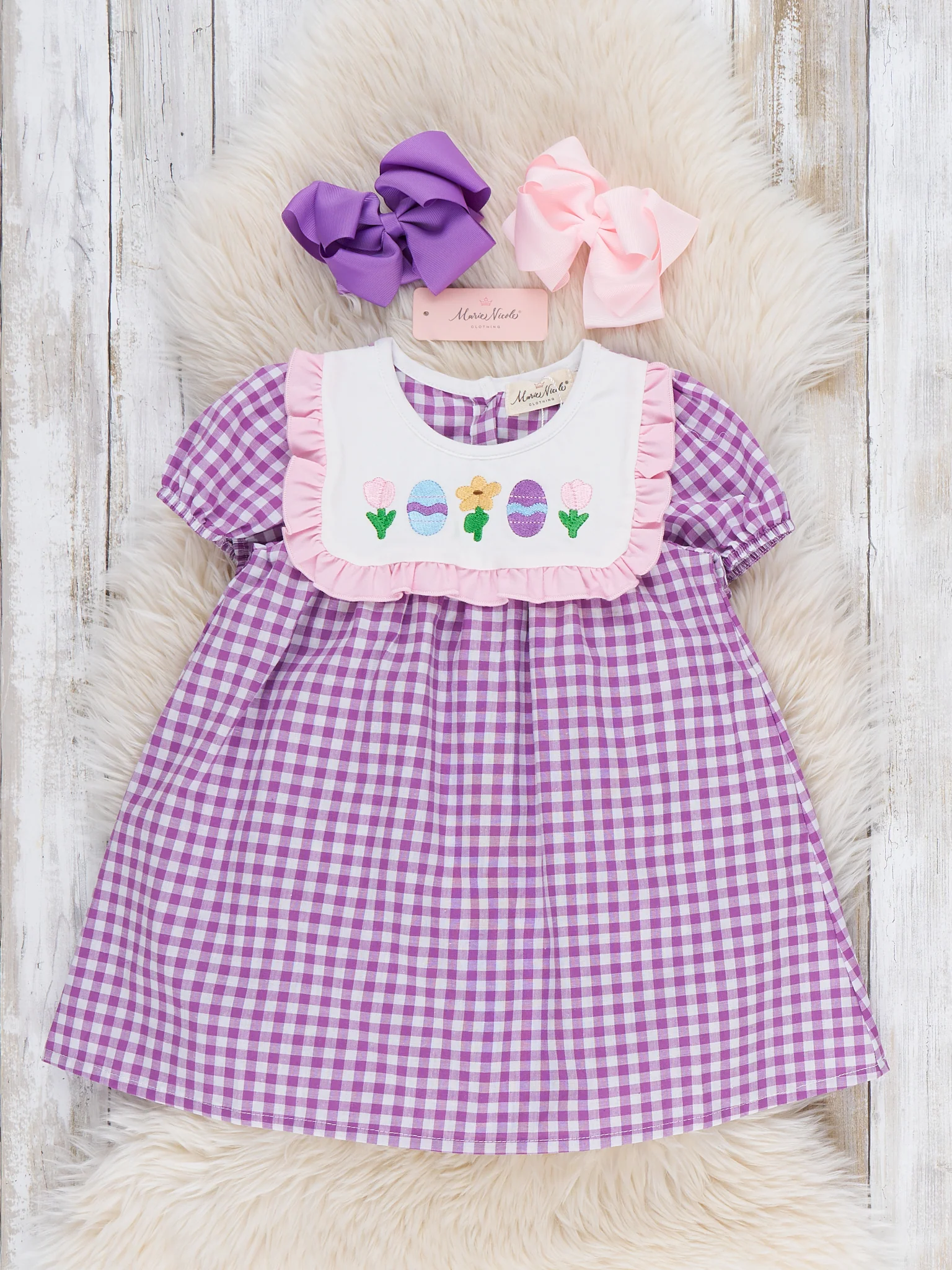 Easter Egg Hunt Embroidered Cotton Ruffle Dress - Image 2