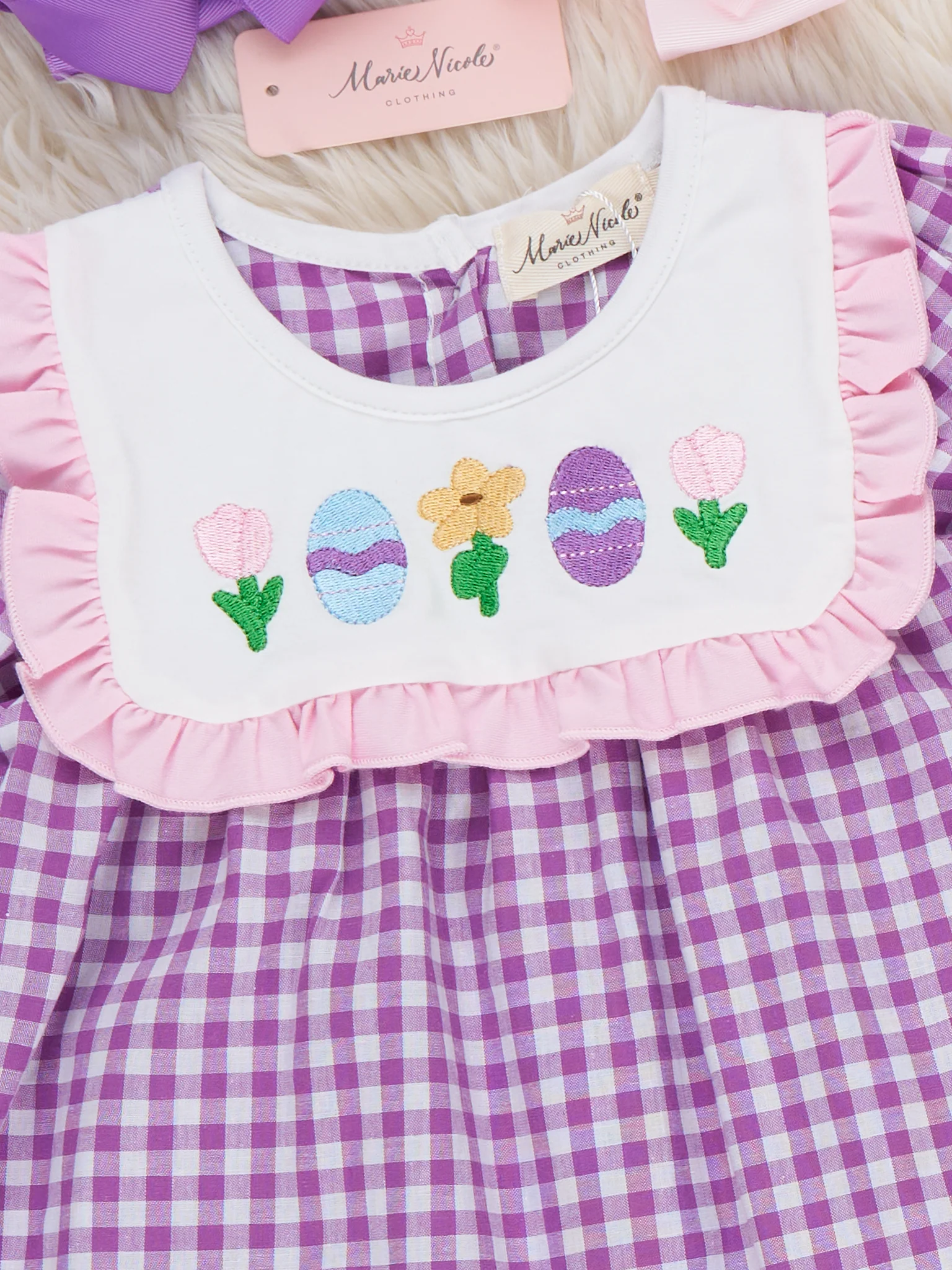 Easter Egg Hunt Embroidered Cotton Ruffle Dress - Image 3