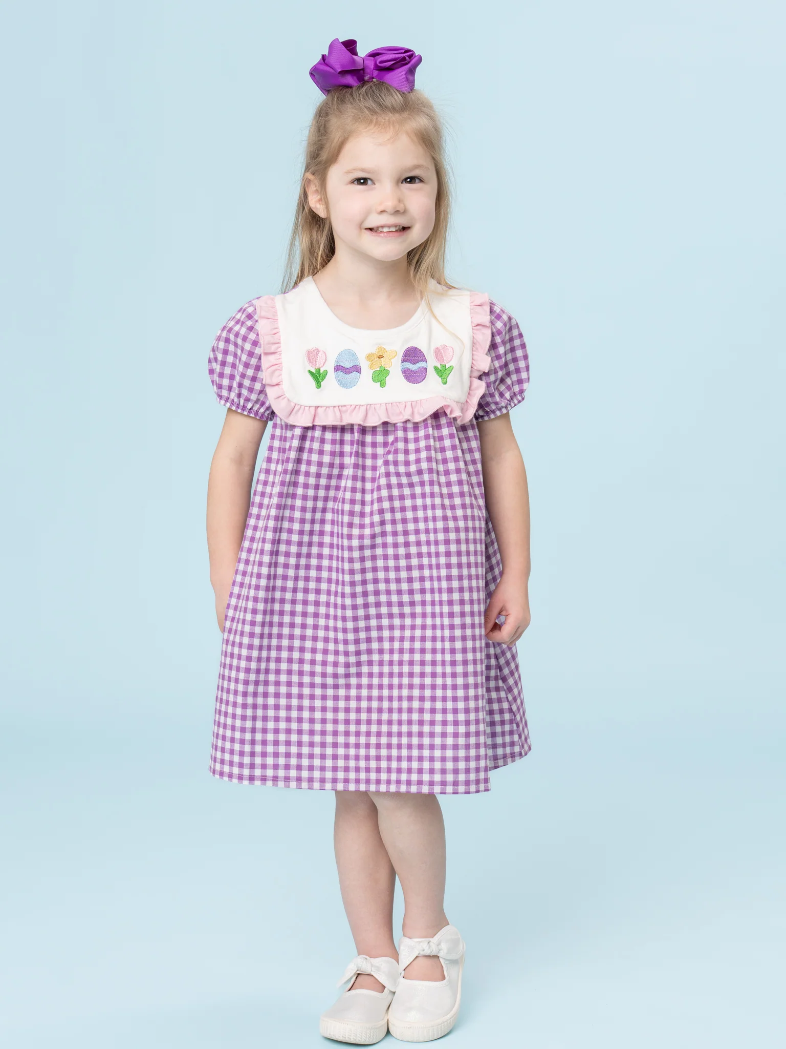 Easter Egg Hunt Embroidered Cotton Ruffle Dress - Image 5