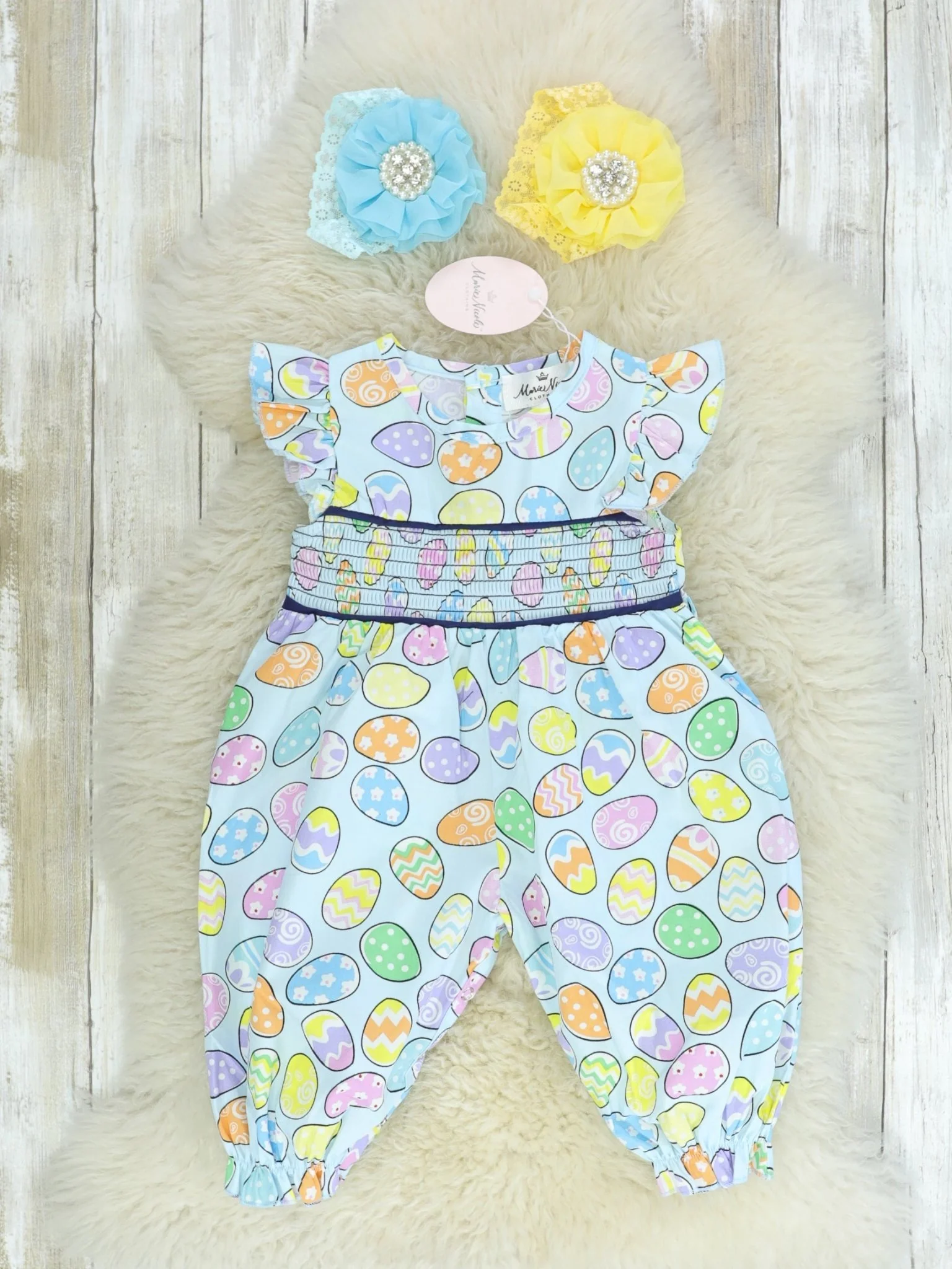 Easter Egg Smocked Ruffle Romper