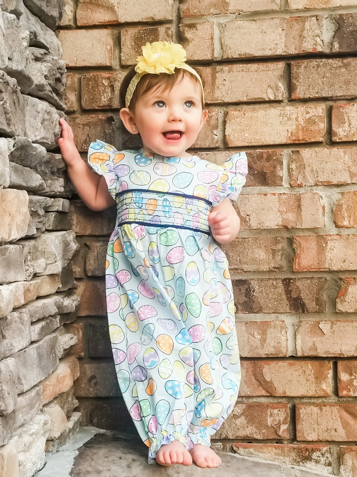Easter Egg Smocked Ruffle Romper - Image 3