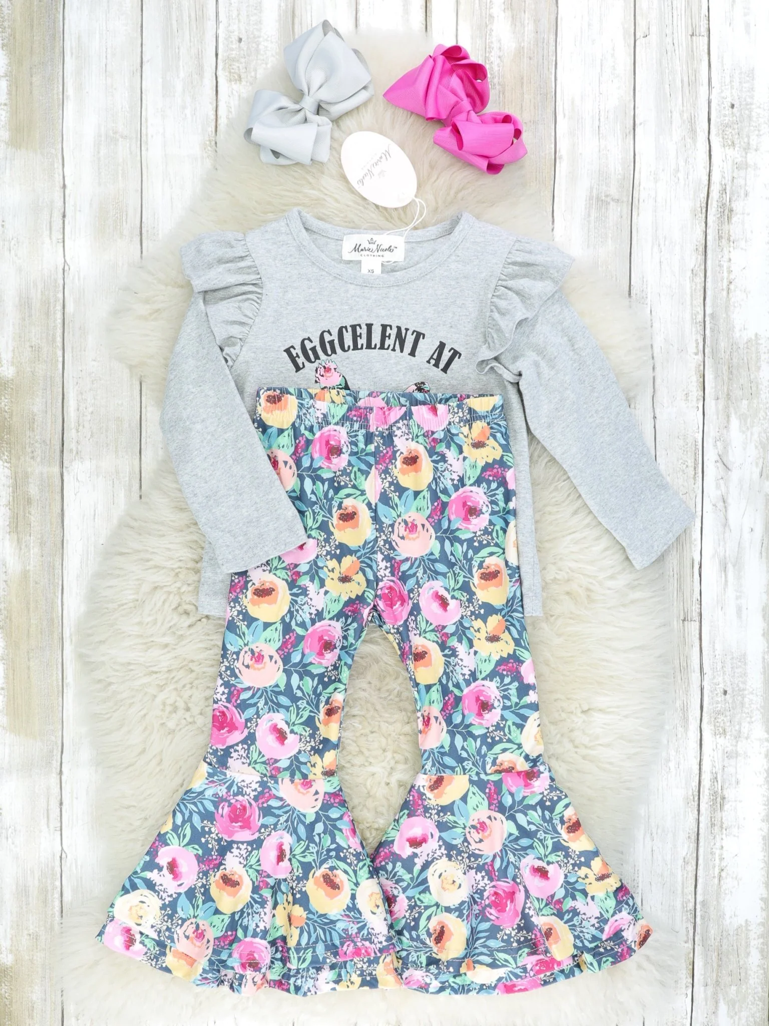 "EGGcelent" Floral Chicken Ruffle Outfit - Image 2