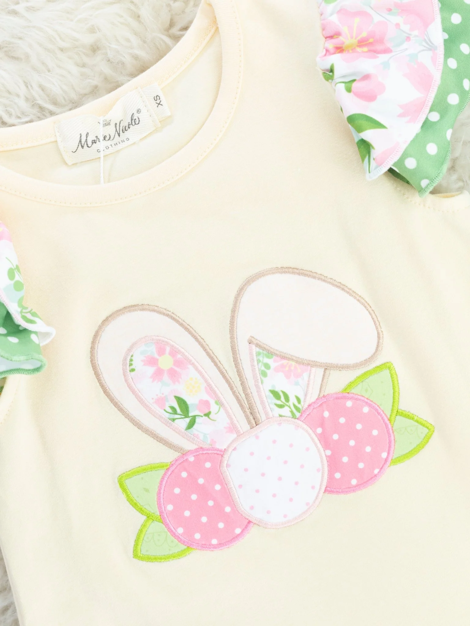 Eggshell Floral Bunny Ruffle Outfit - Image 3