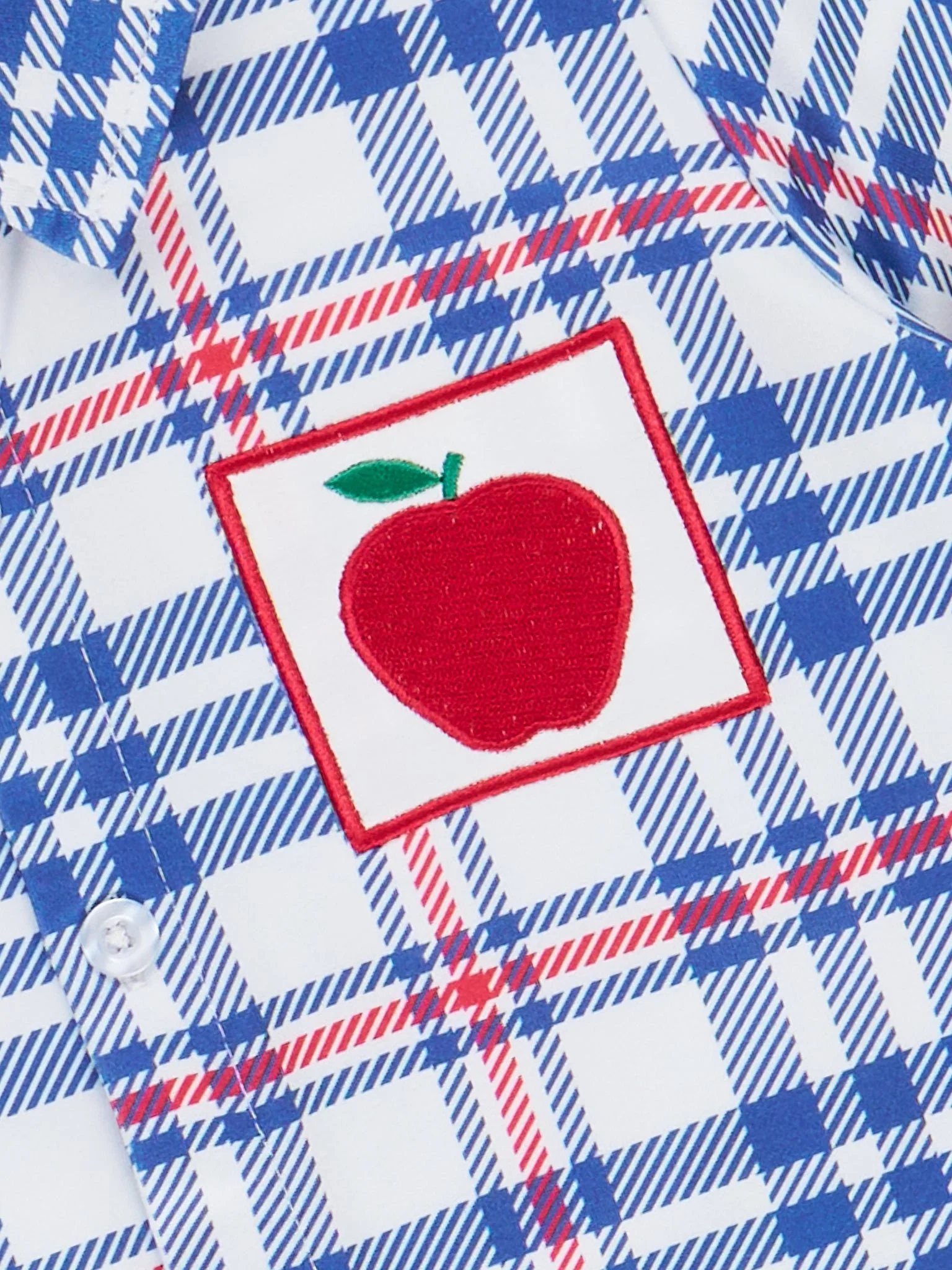 Embroidered Apples School Plaid Shirt - Image 3