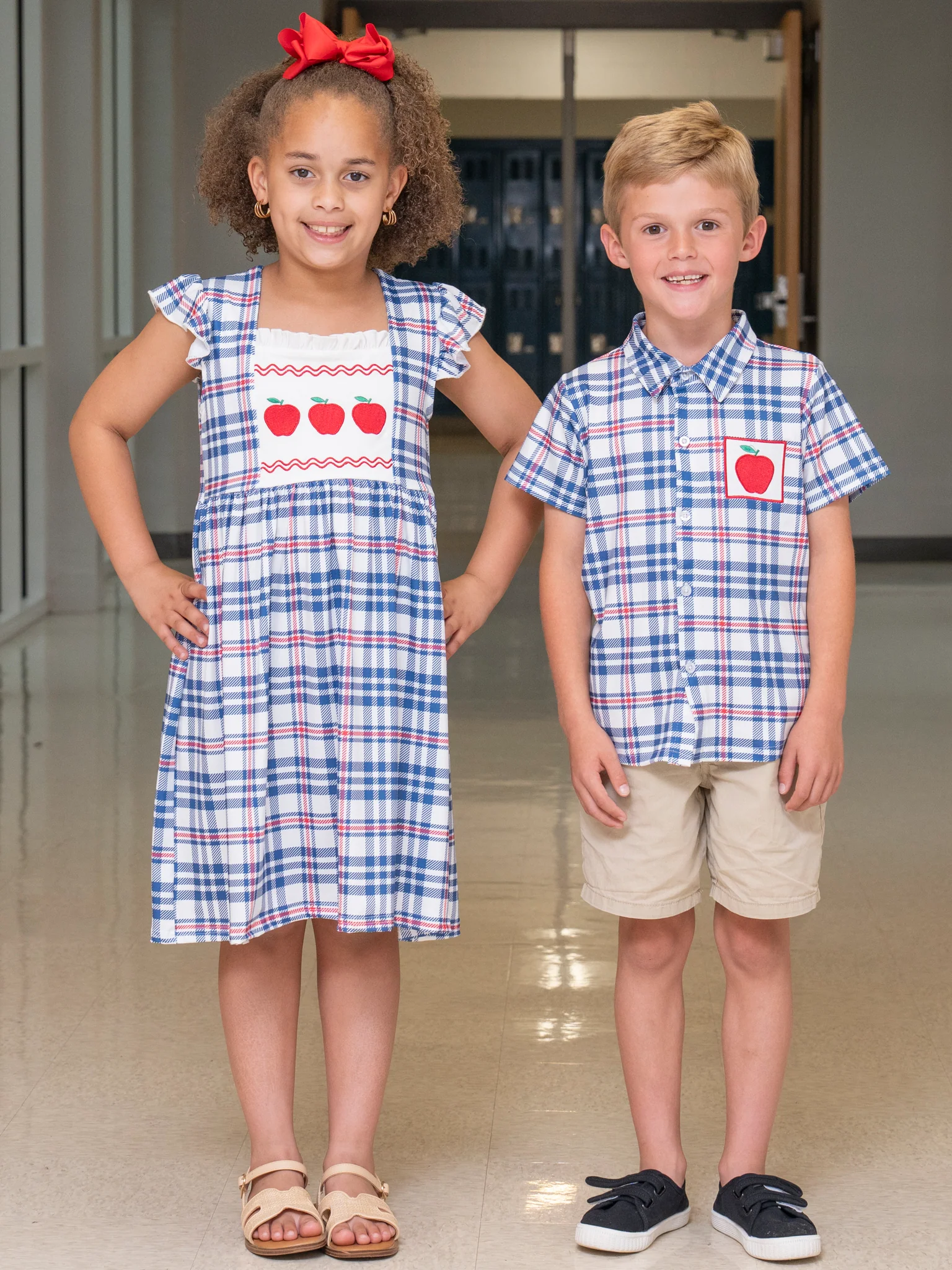 Embroidered Apples School Plaid Shirt - Image 5
