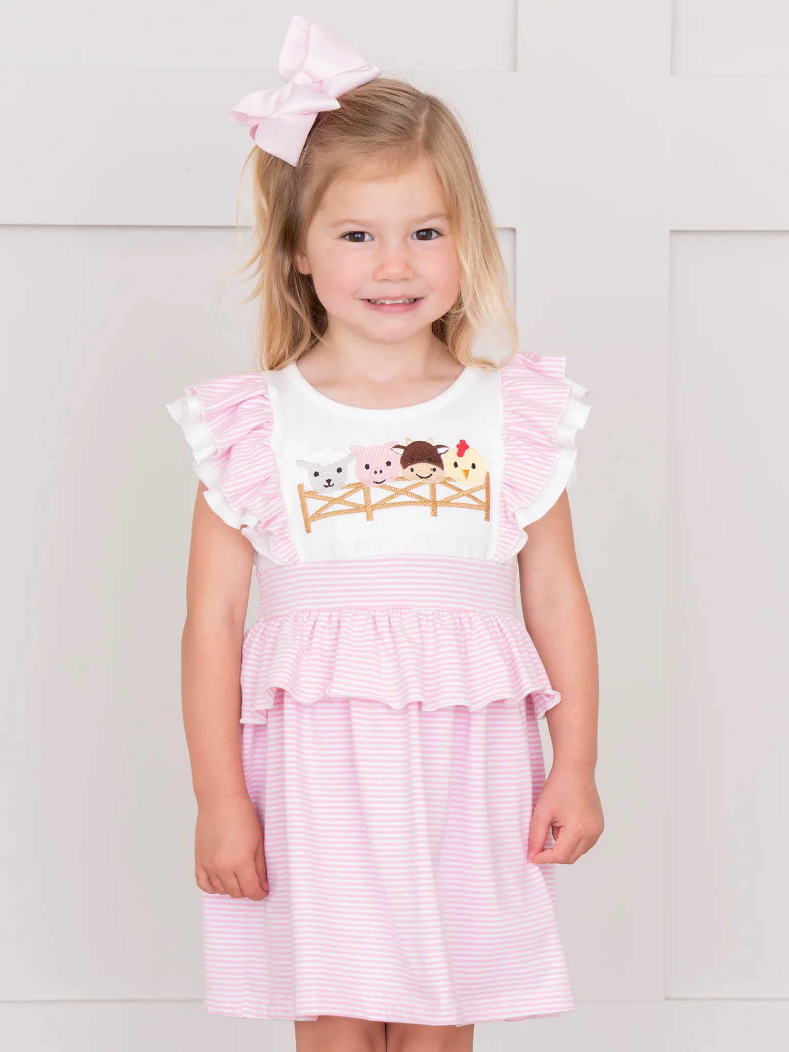 Embroidered Baby Farm Friends Ruffle Dress