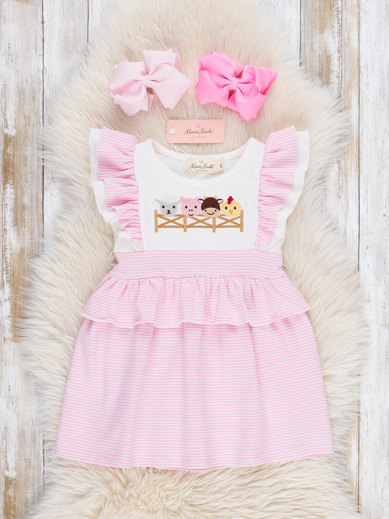 Embroidered Baby Farm Friends Ruffle Dress - Image 2