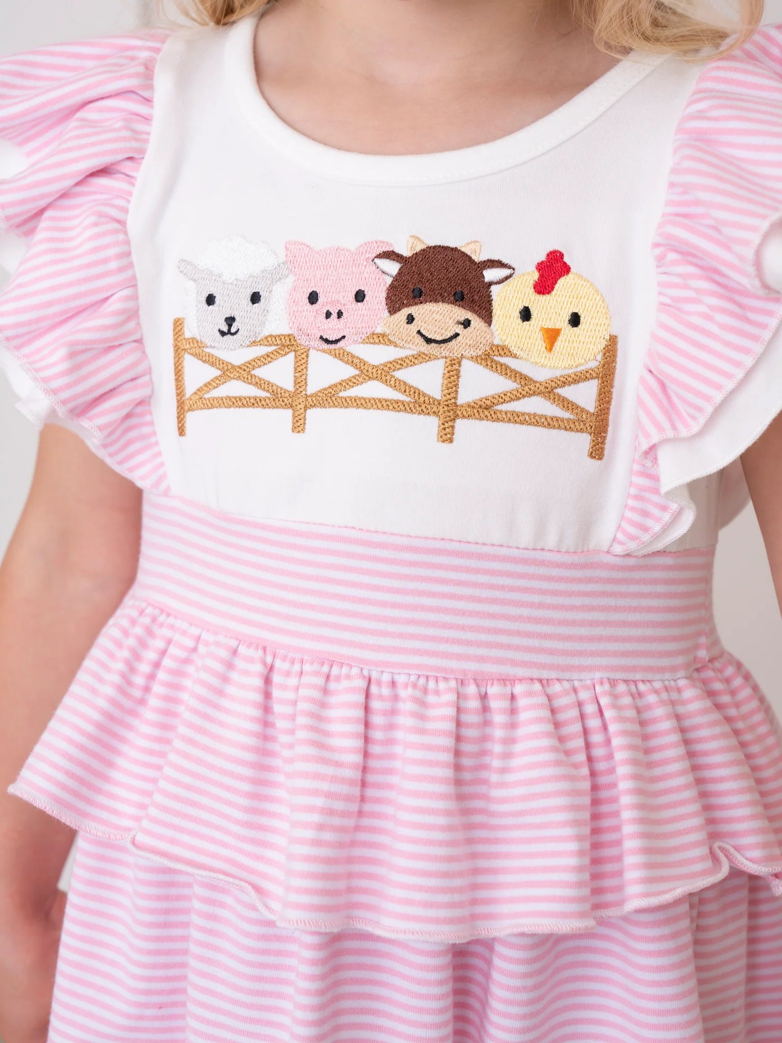Embroidered Baby Farm Friends Ruffle Dress - Image 3