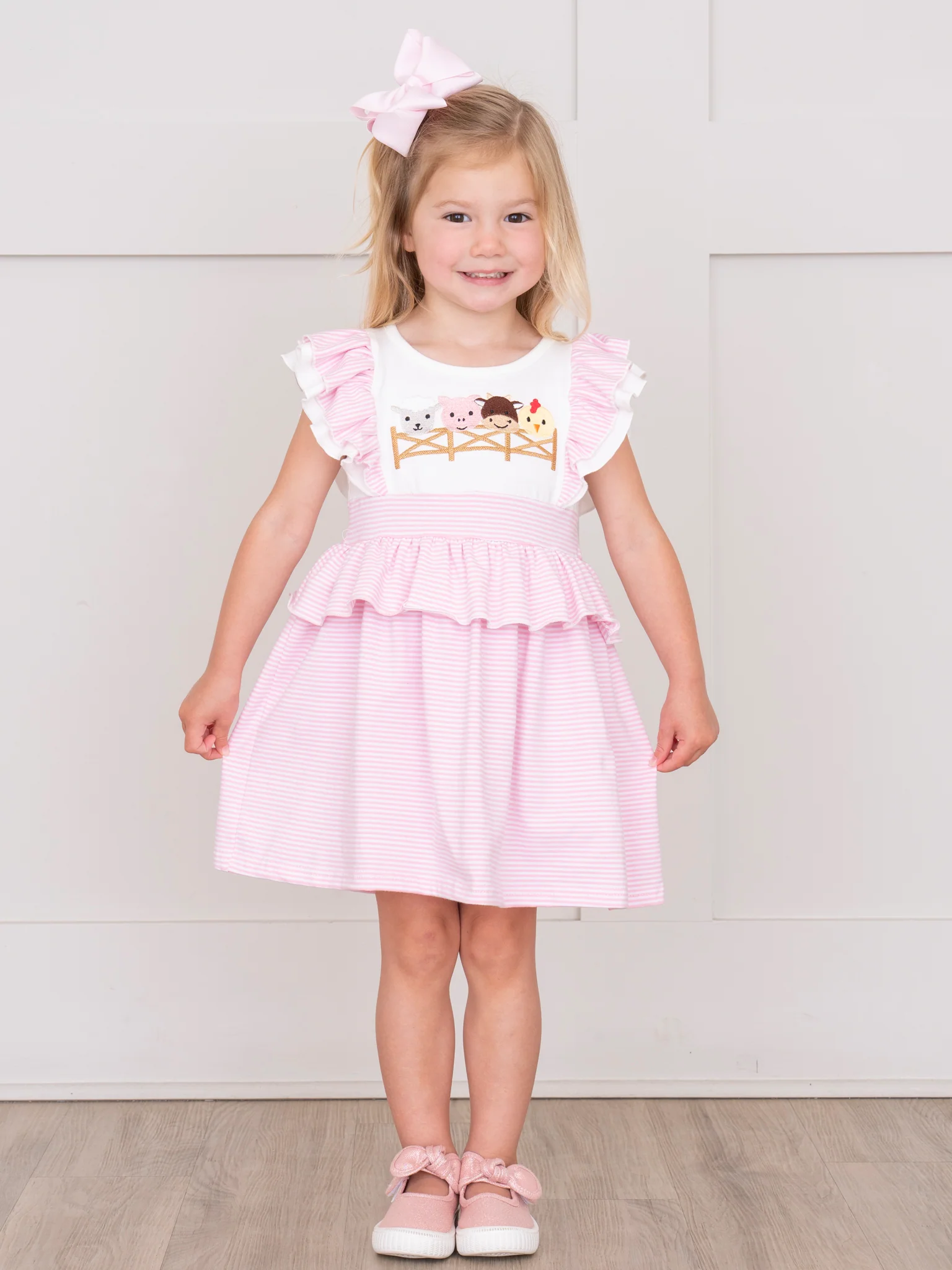 Embroidered Baby Farm Friends Ruffle Dress - Image 4