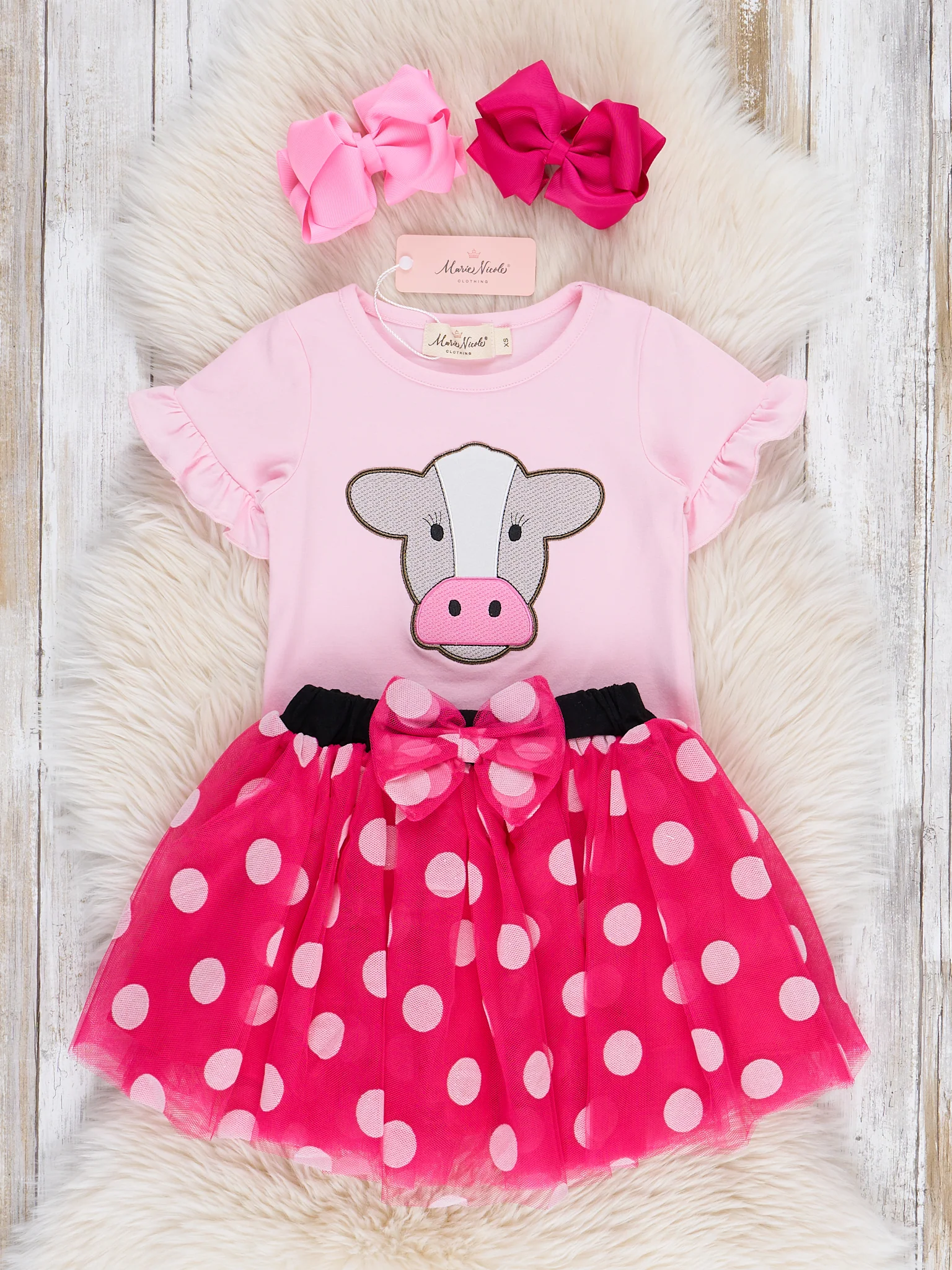 Embroidered Cow Tulle Outfit w/ Skirt - Image 3