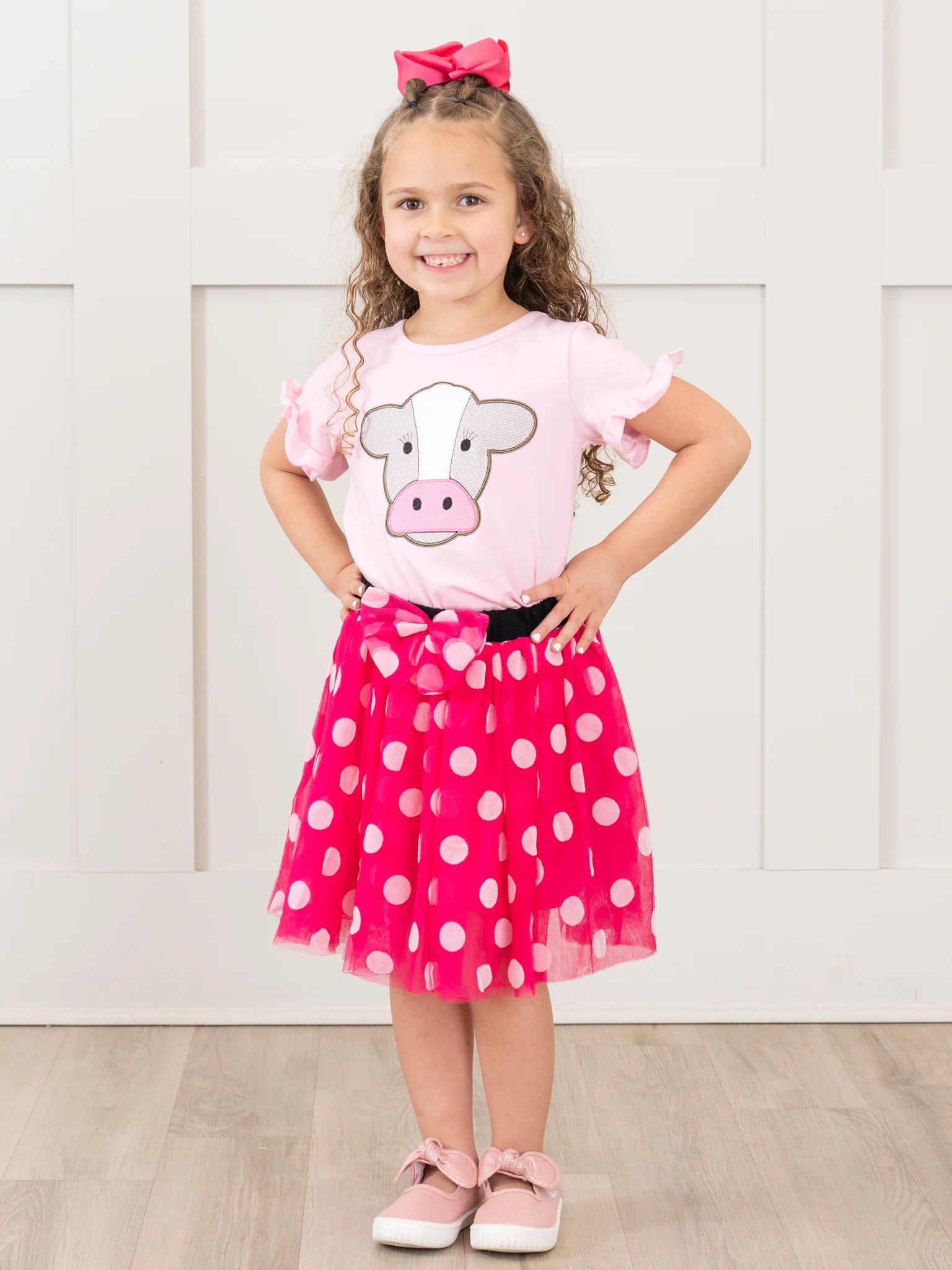 Embroidered Cow Tulle Outfit w/ Skirt - Image 4