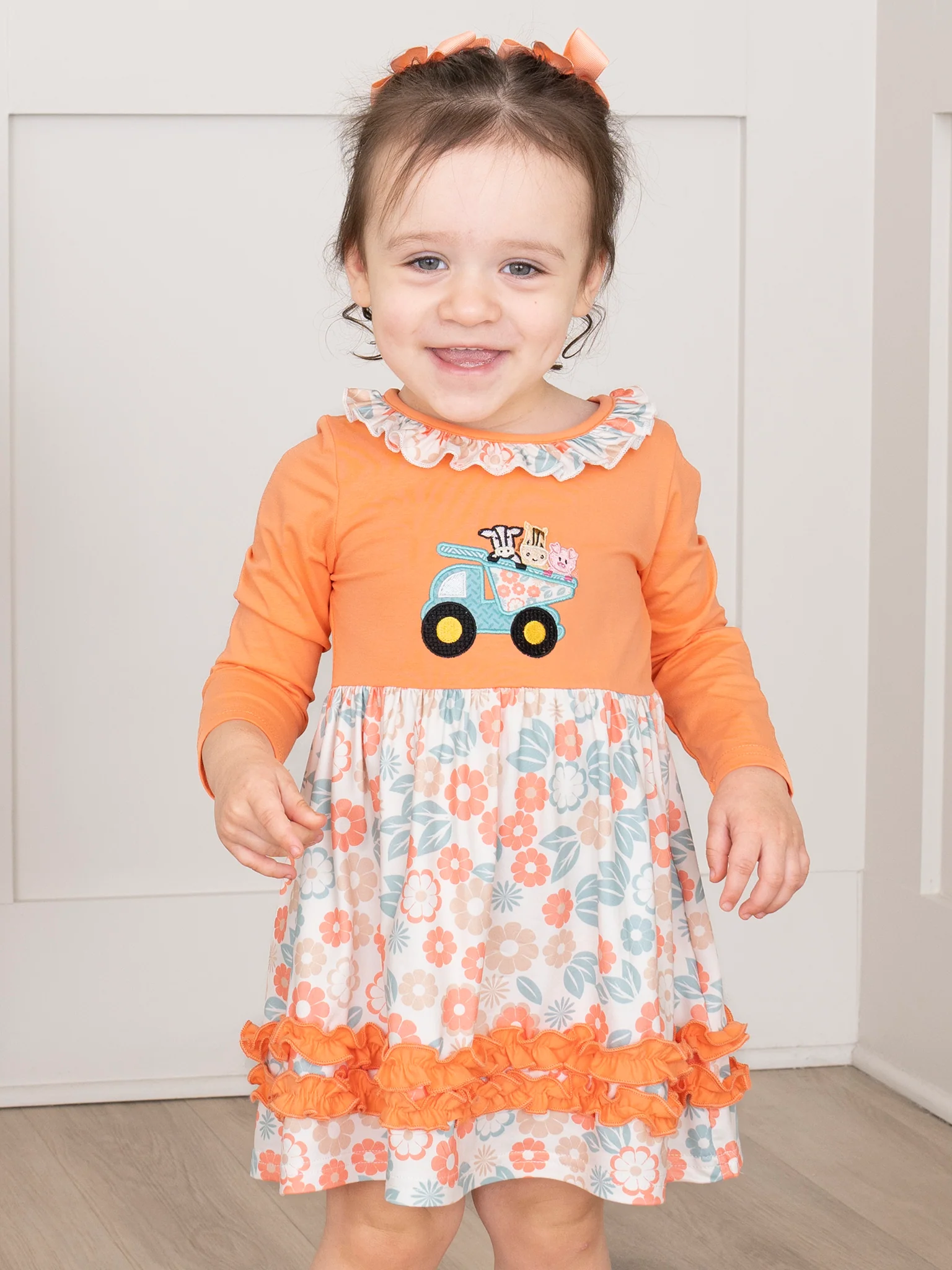 Embroidered Farm Animal Dump Truck Dress