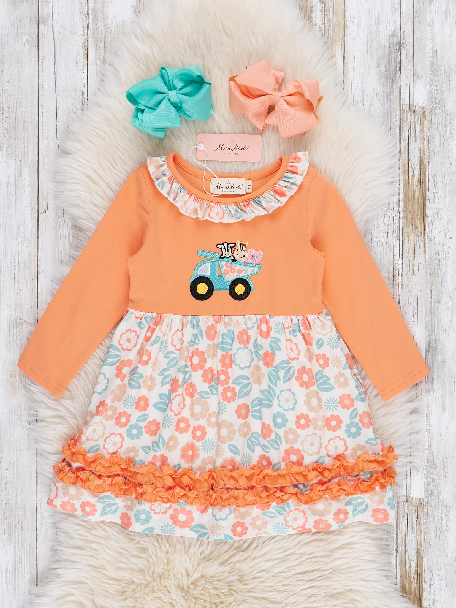 Embroidered Farm Animal Dump Truck Dress - Image 2