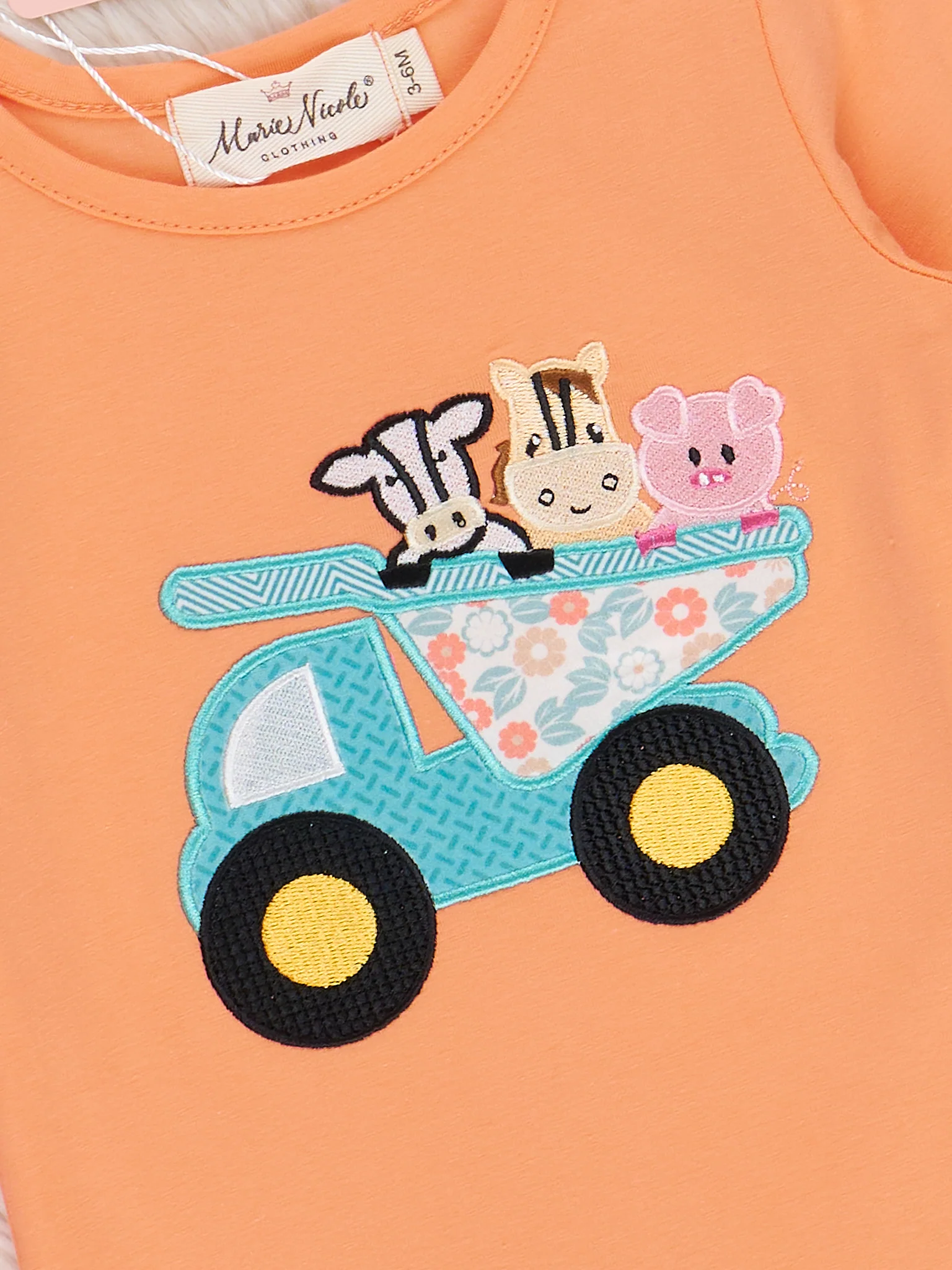 Embroidered Farm Animal Dump Truck Romper - Image 2