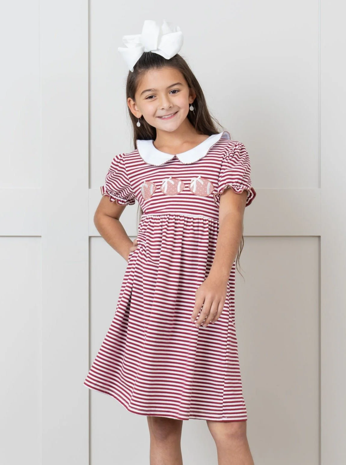Embroidered Football Striped Dress - Image 11