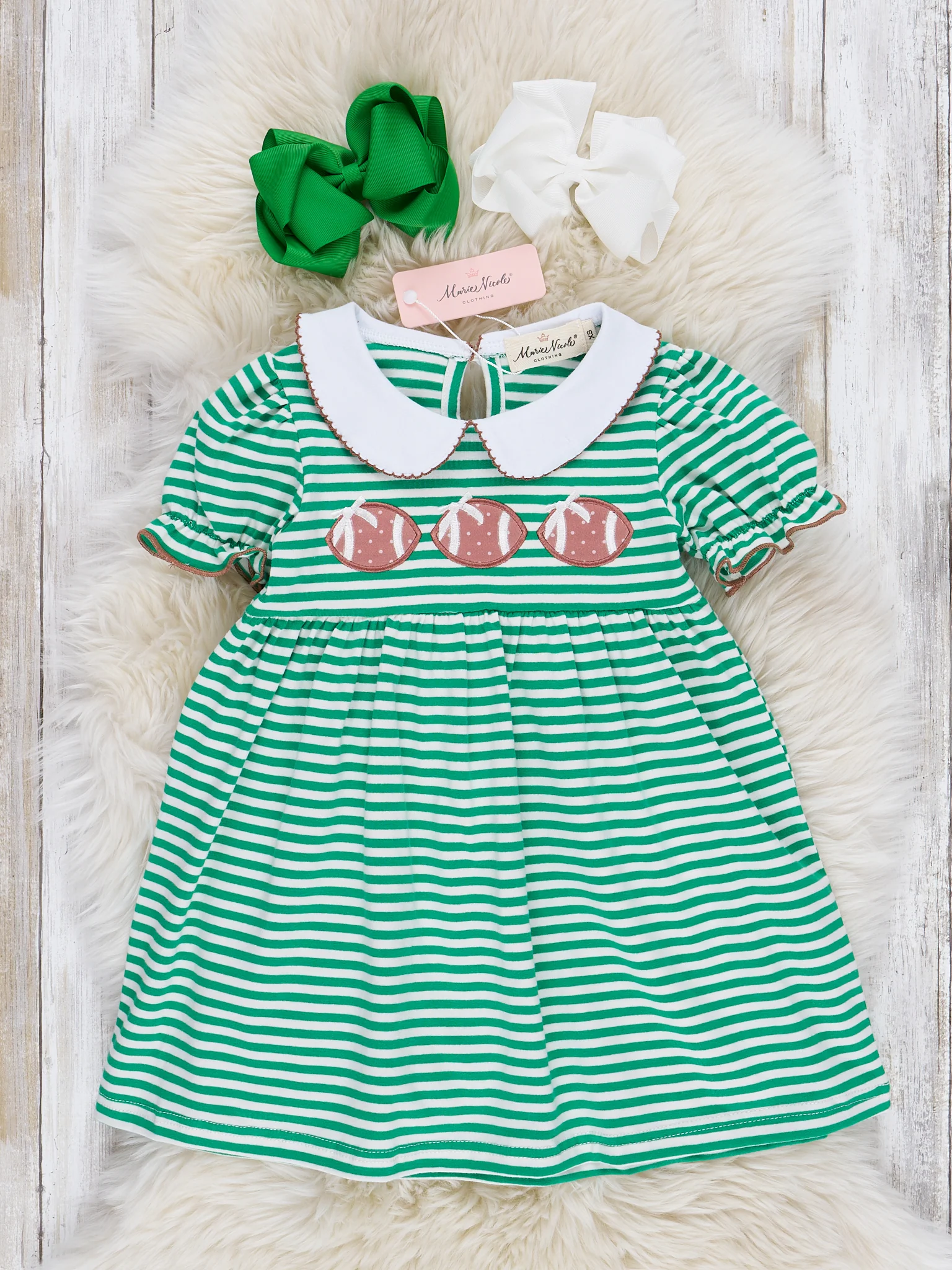 Embroidered Football Striped Dress - Image 3